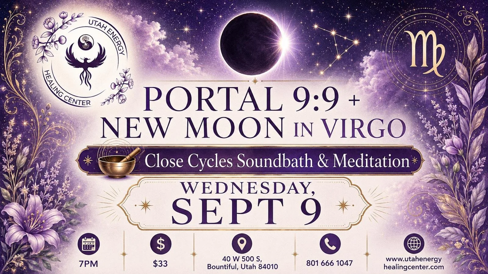9:9PORTAL🌀+NEW MOON IN VIRGO♍SEPT 9&nbsp;🥁SOUNDBATH MEDITATION&nbsp;🎶 