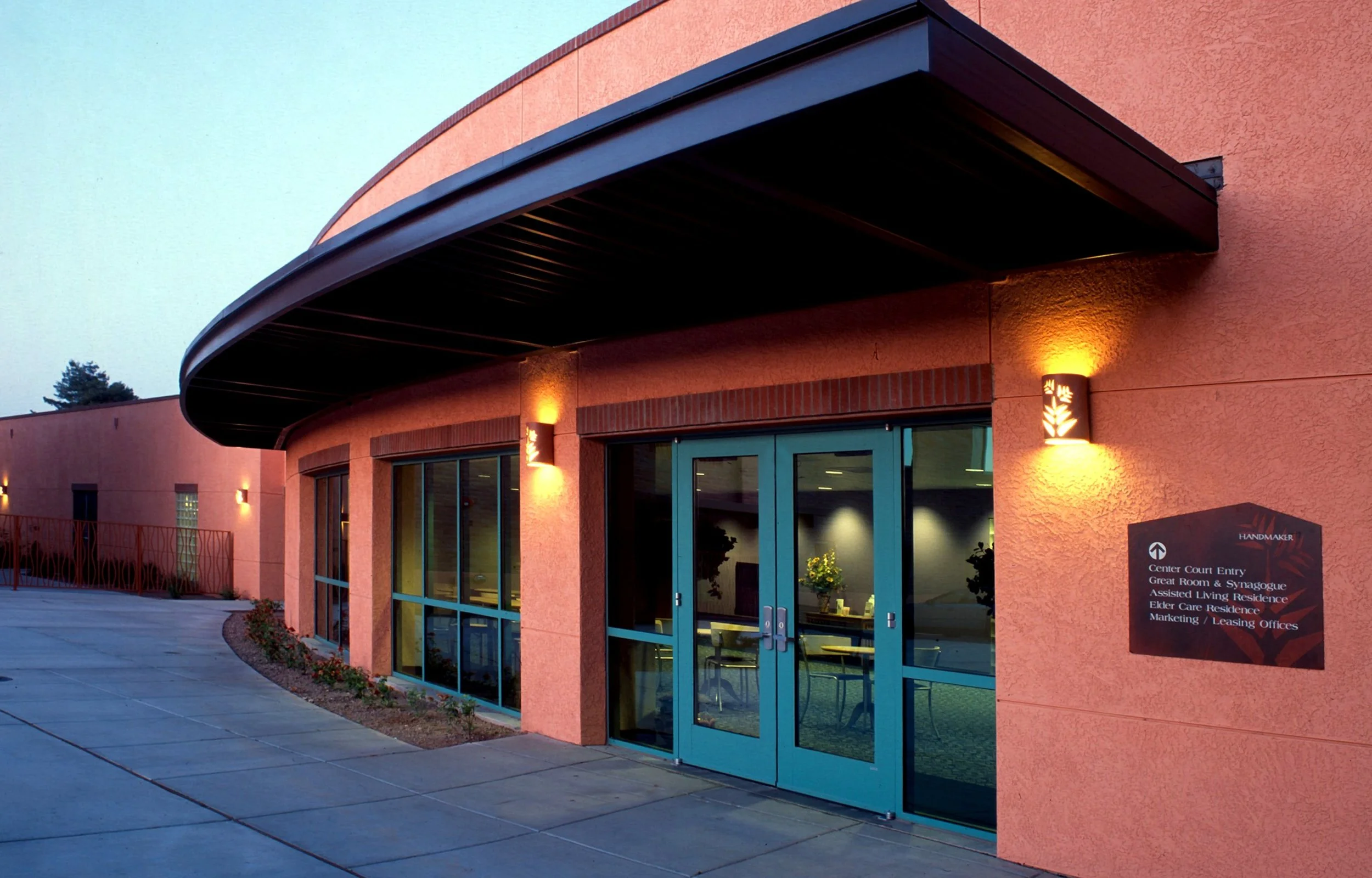 photo of entry to assisted living community center building design