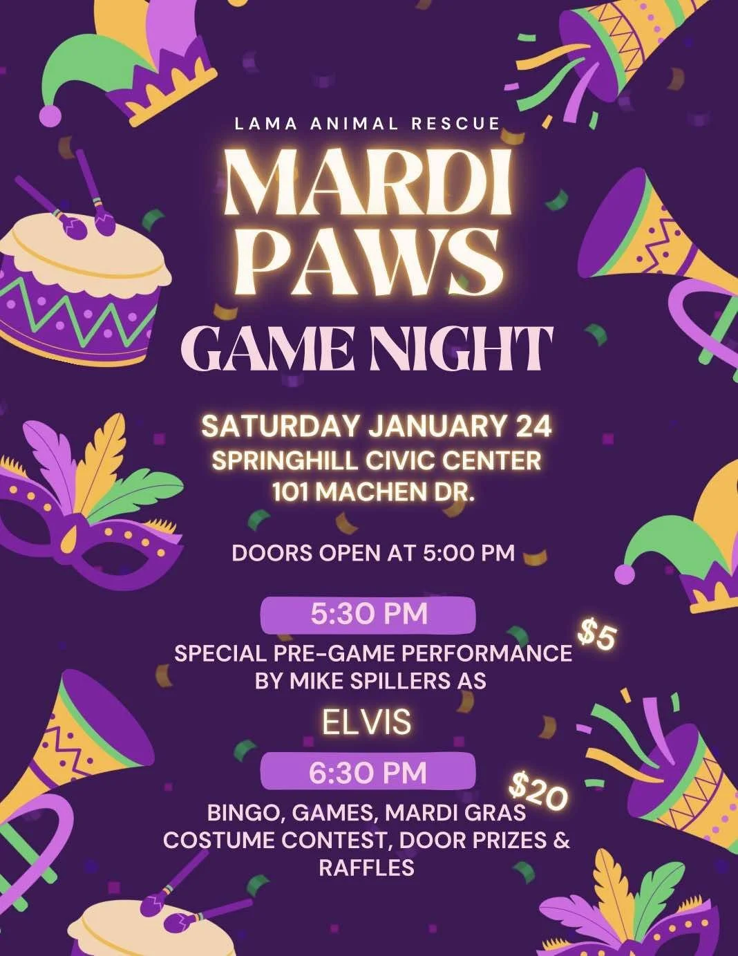 Mardi Paws Game Night