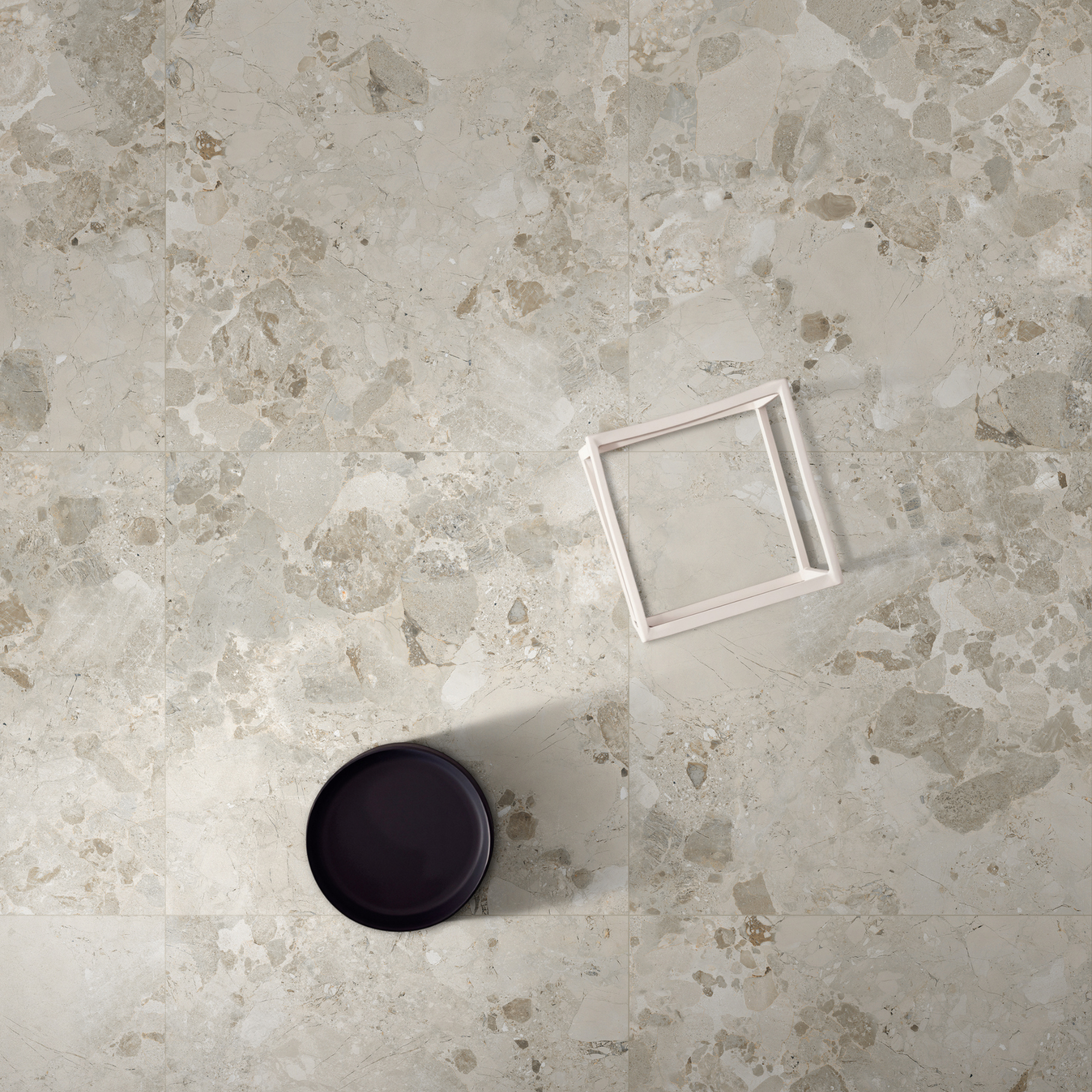 Beige stone effect tile for feature wall