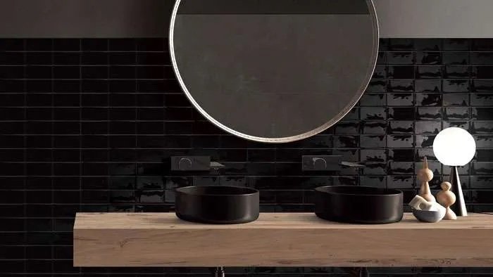Venice Black matte subway tile, perfect for kitchens with a modern aesthetic.