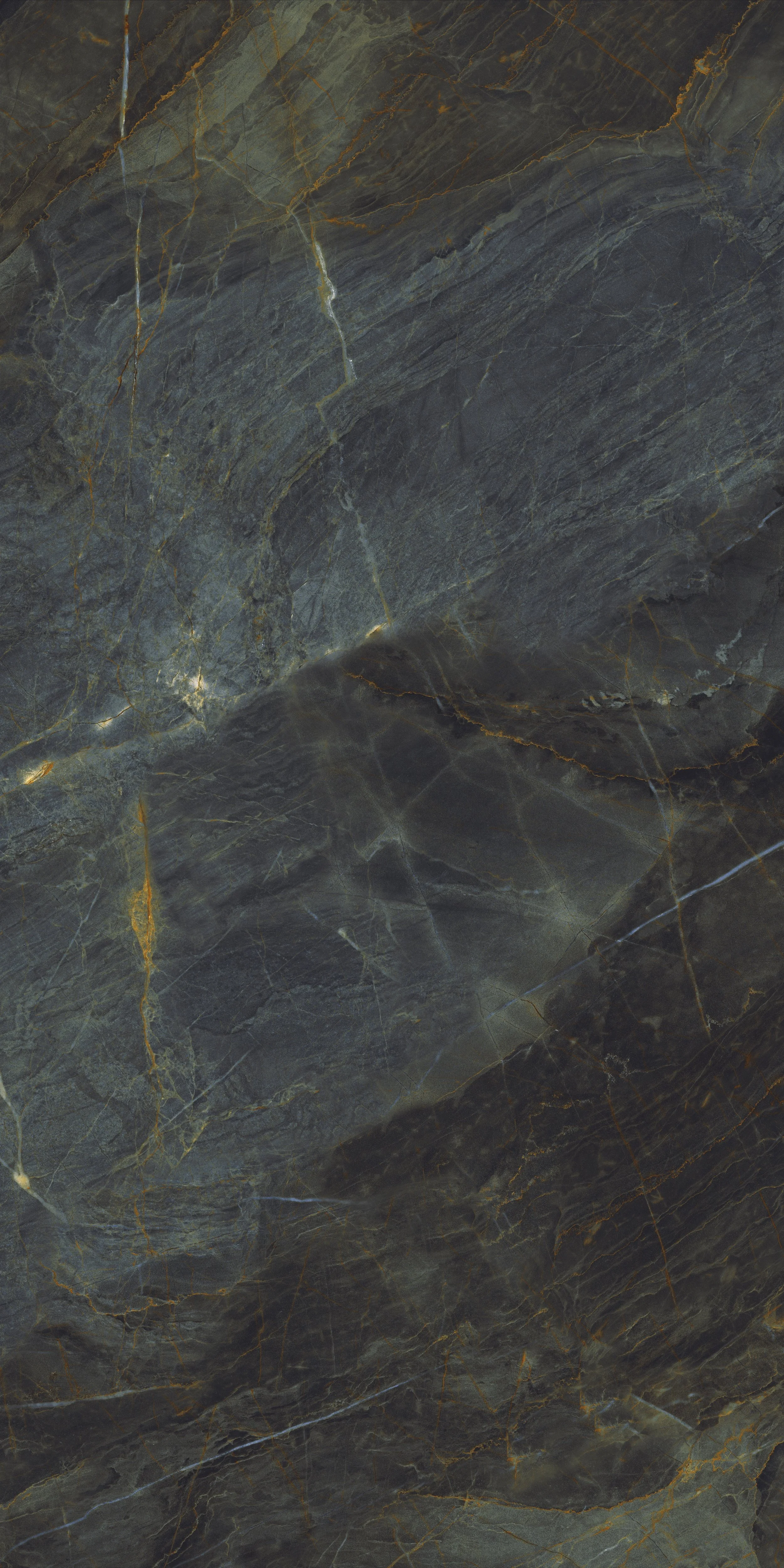 Tiaki Green porcelain tile forest green stone look tile dark marble effect porcelain green and gold surface design bold natural porcelain tile luxury veined porcelain tile deep green statement wall tile design