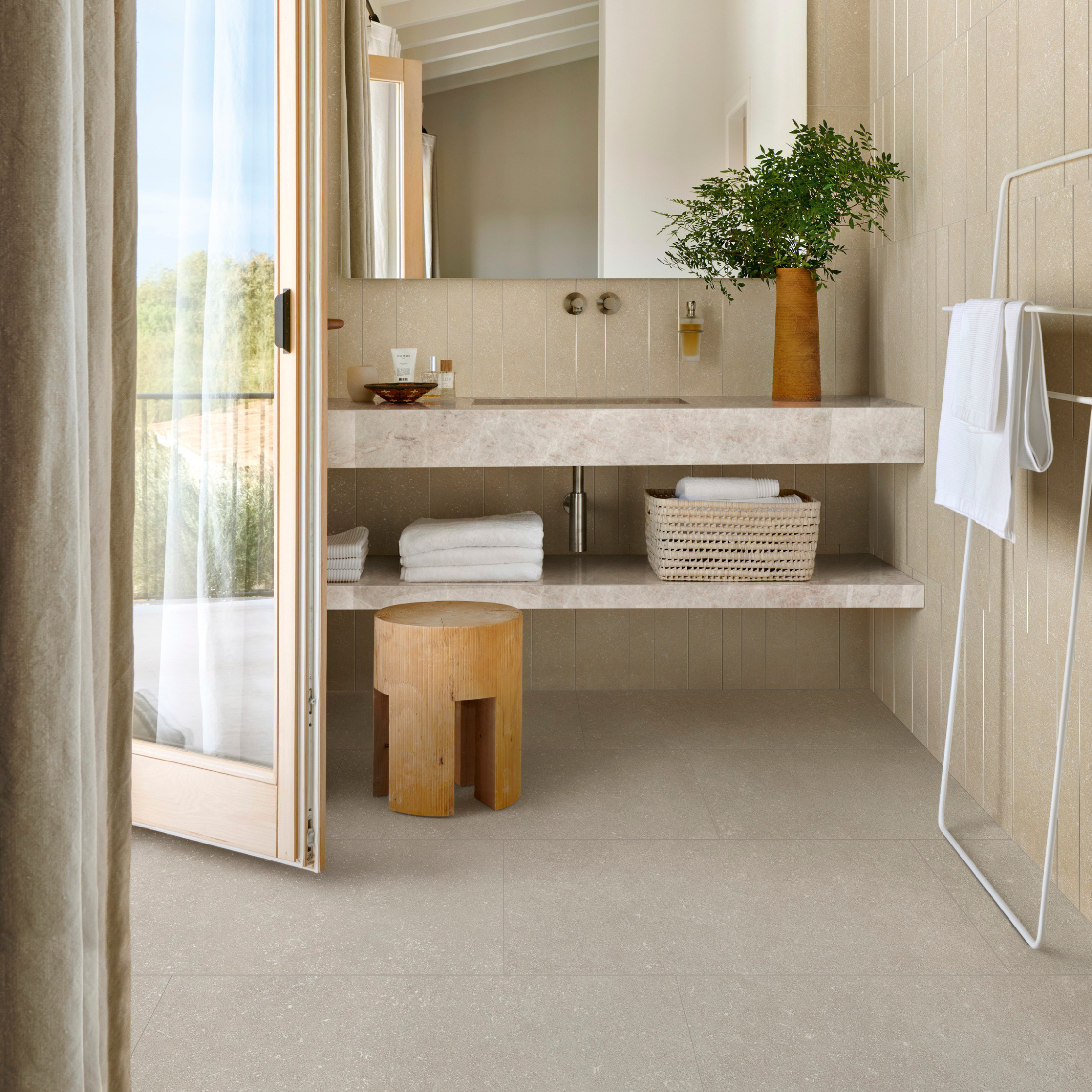 Italian limestone inspired grey porcelain tile