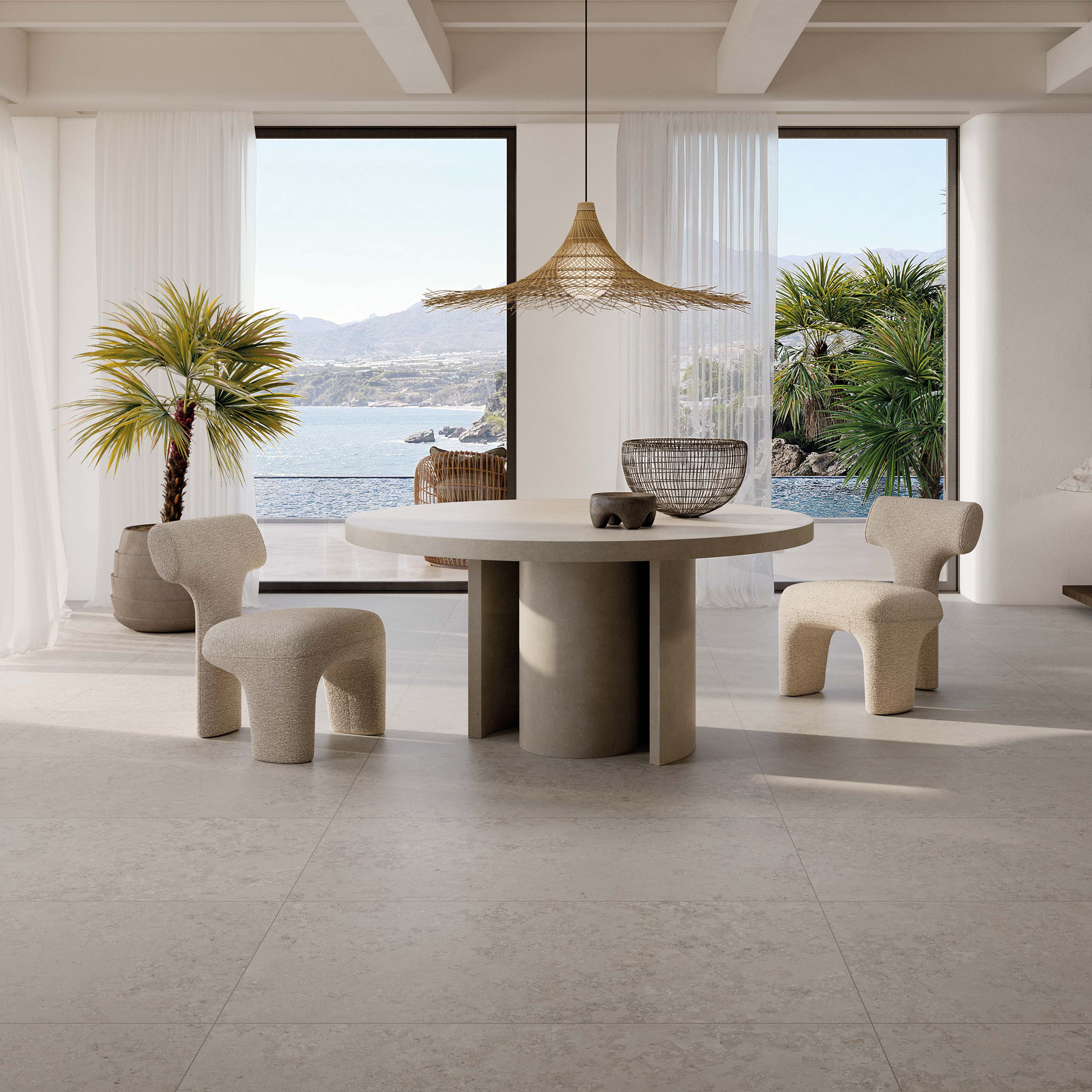 Soft ash stone look tile for modern interiors