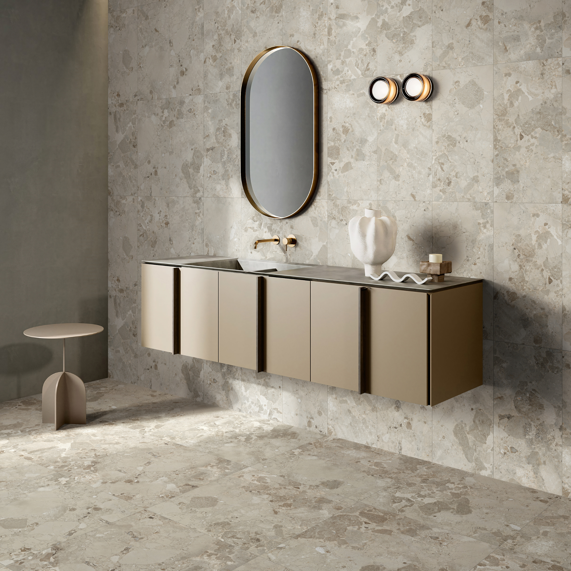 natural stone look bathroom