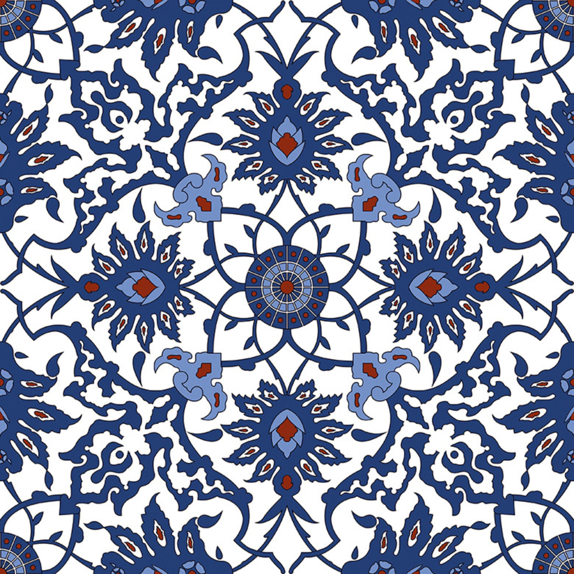 blue and white patterned tile