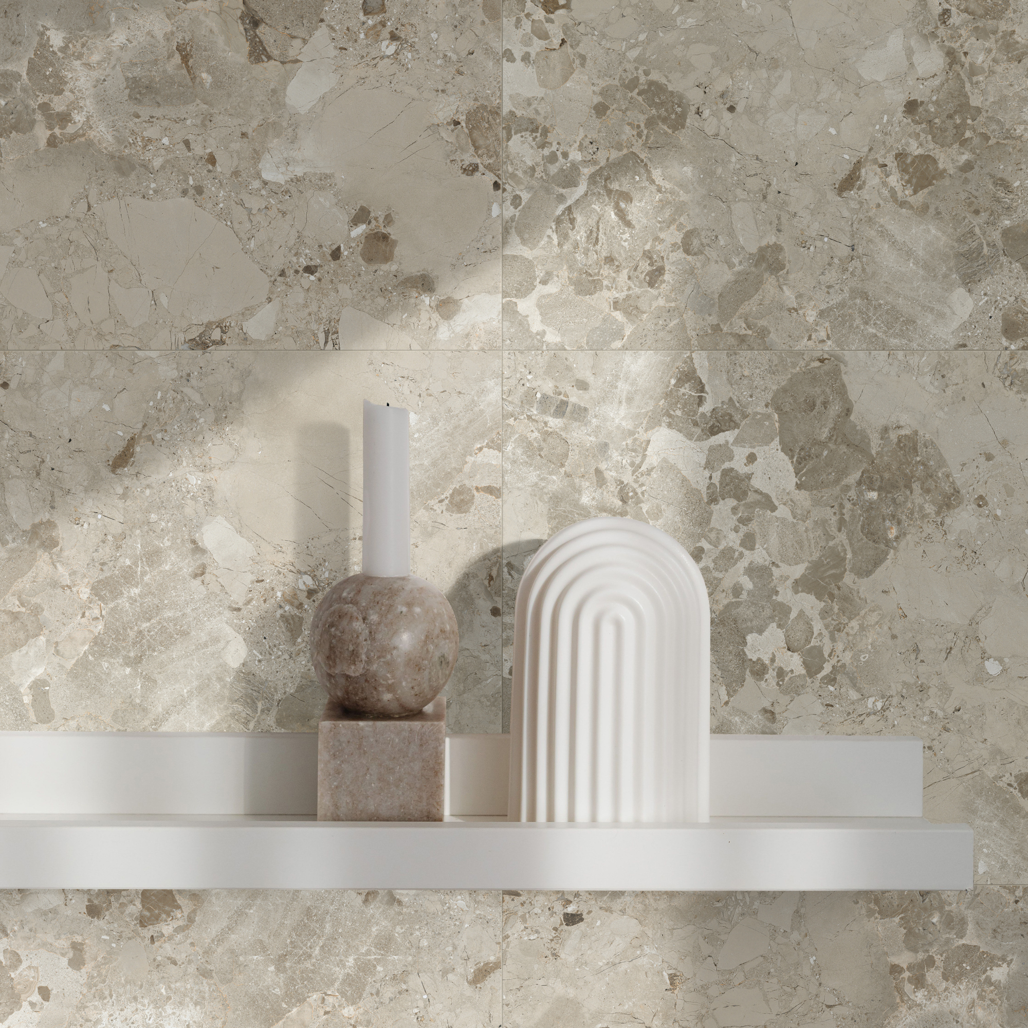 Neutral stone look porcelain floor tile