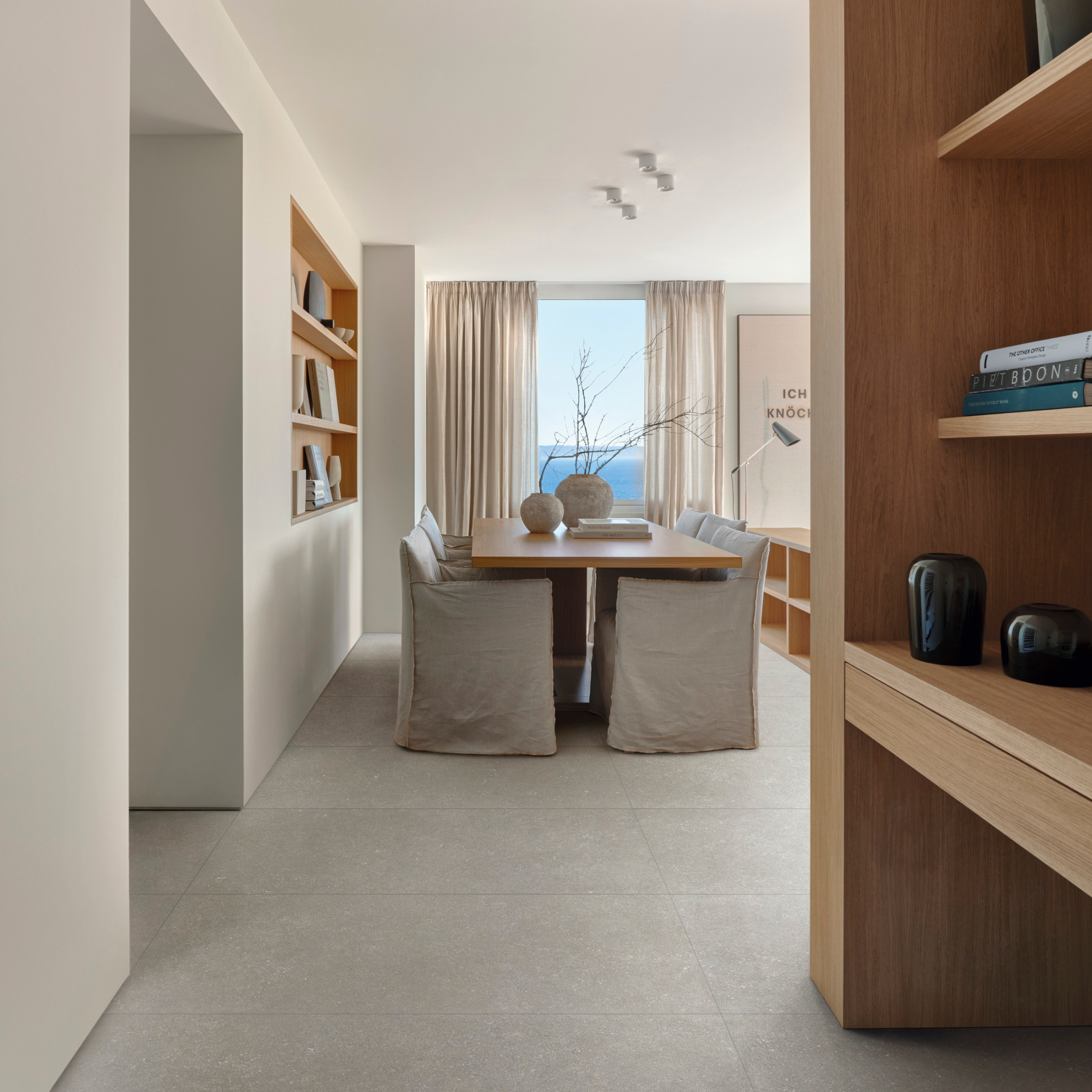 Italian limestone inspired ash grey porcelain tile