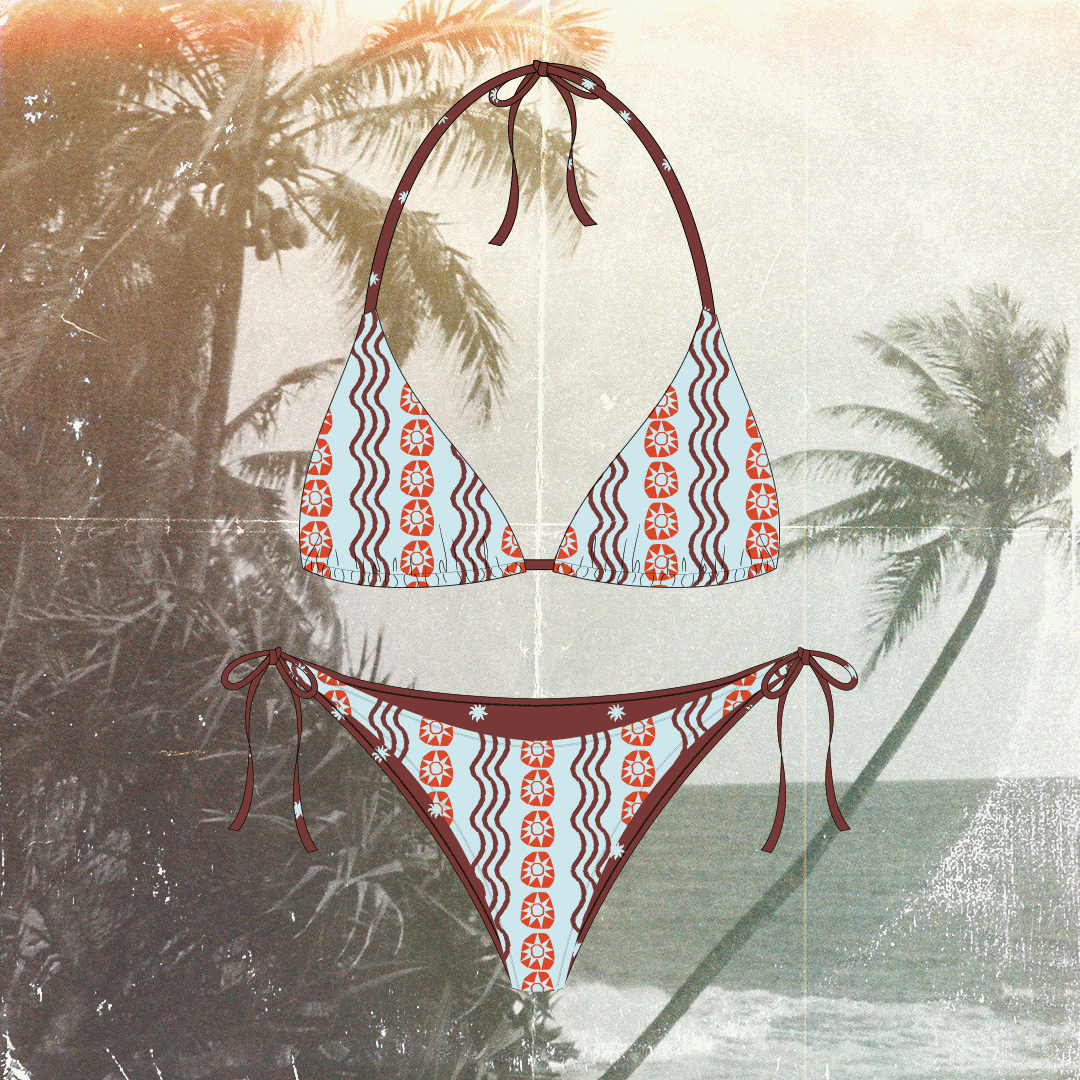 Custom hand drawn and illustrated print and pattern design for swimwear and beachwear fashion brands.