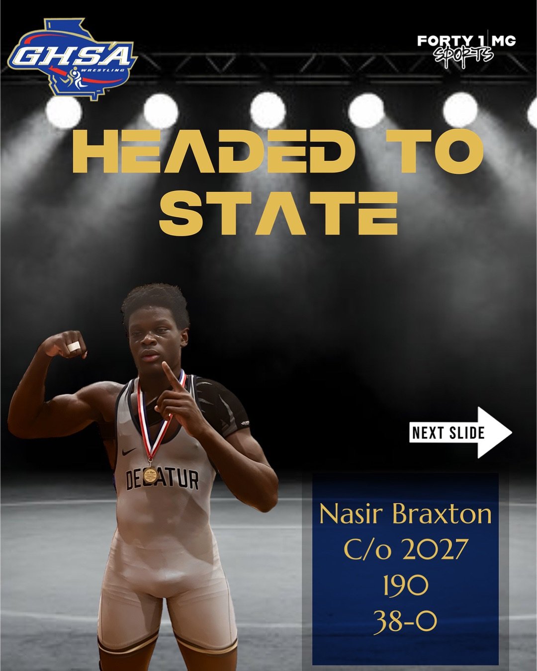 Undefeated. Unstoppable. 💪🏾🔥 @nasbraxton27 is headed to STATES this Friday with a perfect 38-0 record! 🏆 The work has been put in, now it&rsquo;s time to finish the mission. Let&rsquo;s bring it home CHAMP! 

 #StateChampion #Letsgochamp #Unfinis