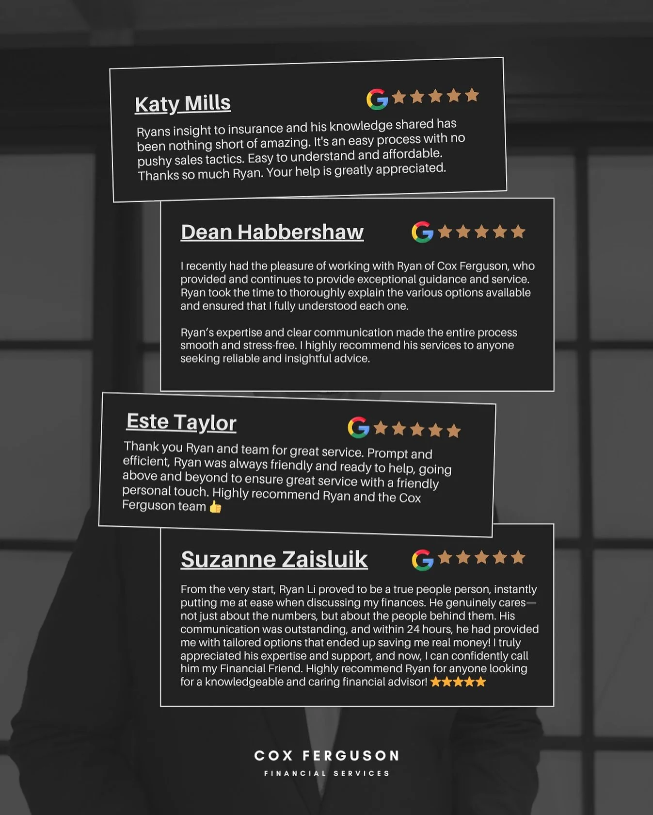 Waking up every morning to see the feedback from our happy clients is a feeling like no other. Proud to be making a difference and providing an epic service to our amazing clients. Wait till you see the feedback for James, our Investments Specialist 