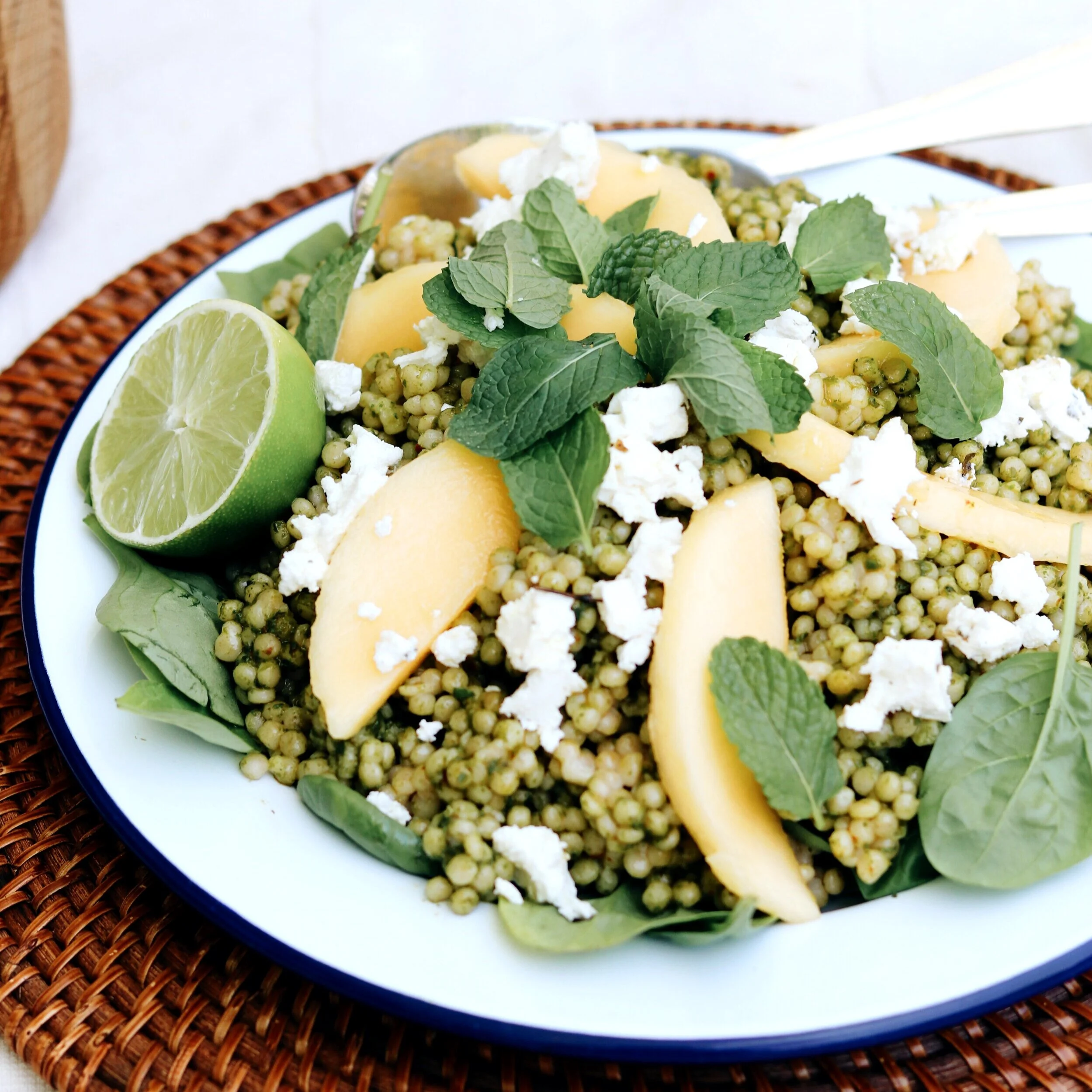 Jacqui Toumbas' Pearl Couscous Mango Salad w/ Chilli Chimichurri