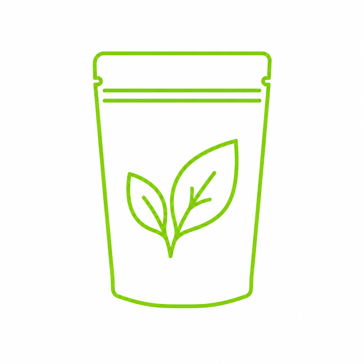 Outline of a green package with a leaf symbol on the front.