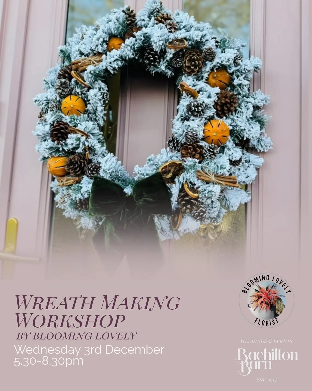 Join Lisa from Blooming Lovely Scotland for a cosy, creative festive workshop at Bachilton Barn. Craft a beautiful wreath under her expert guidance, a cosy way to celebrate the season with friends, laughter and a touch of Bachilton magic ✨

🎁 Your t