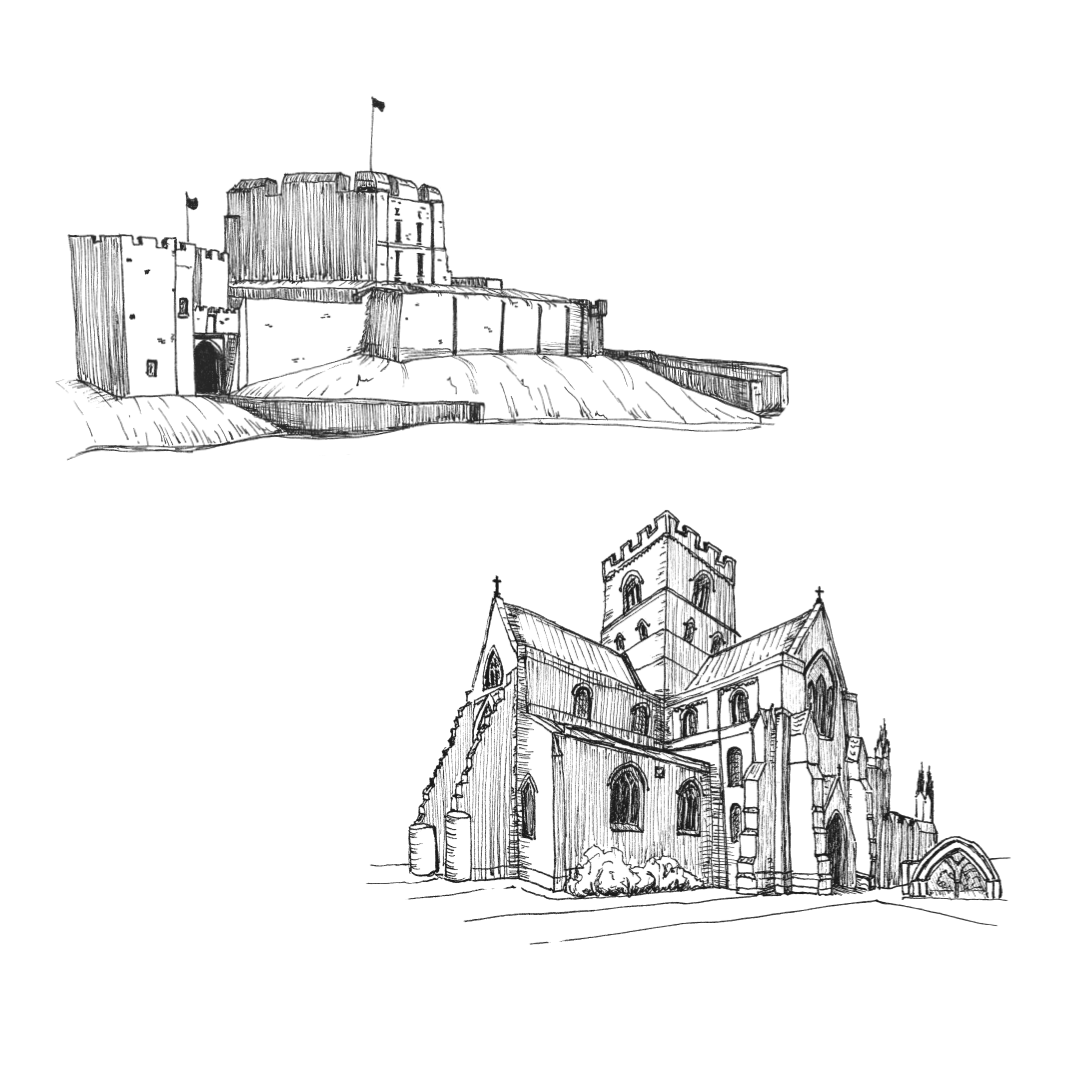 Carlise Castle and Cathedral - pen illustration