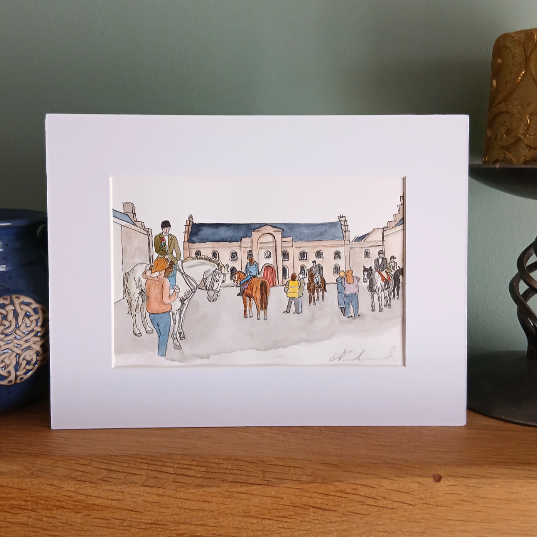 Riding of the Bounds - Gathering at the Barracks | A5-size | Original Signed & Mounted Artwork