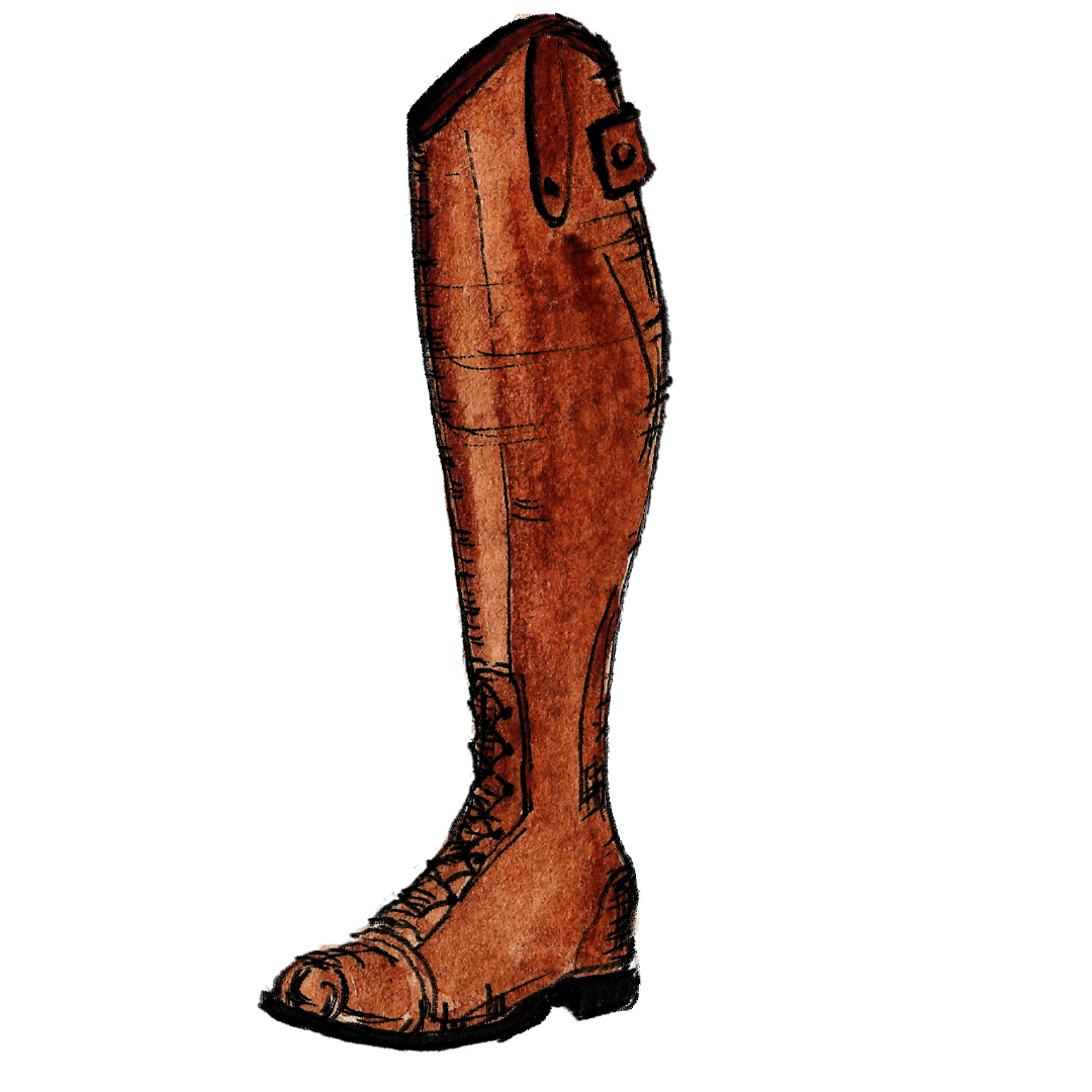 Watercolour illustration of a riding boot (Berwick Riding of the Bounds)