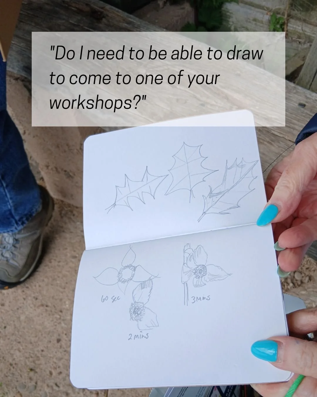 A question I get asked a lot: "Do I need to be able to draw to come to one of your workshops?"

The answer is no &mdash; and I really mean that, not just as a reassuring thing to say to get people to book.

Green Sketching isn't about makin