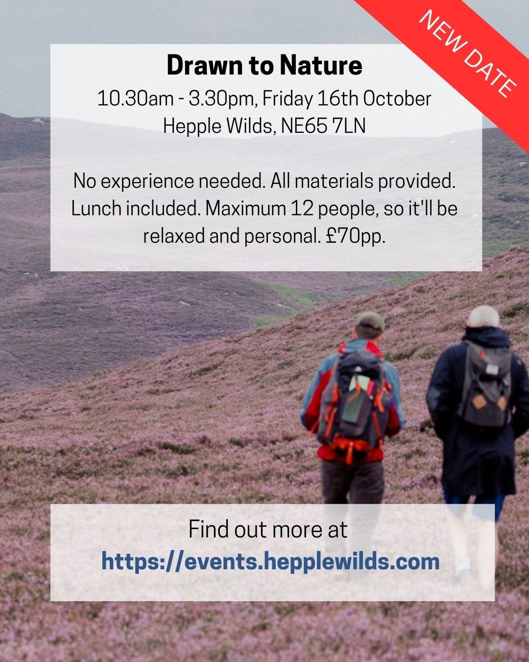 A quick update on my Drawn to Nature at Hepple Wilds full-day workshop, which was due to run this Friday 5th June. 🌿

We haven't had enough bookings for it to go ahead, so we've made the decision to postpone it to 16th October, when the Hepple lands