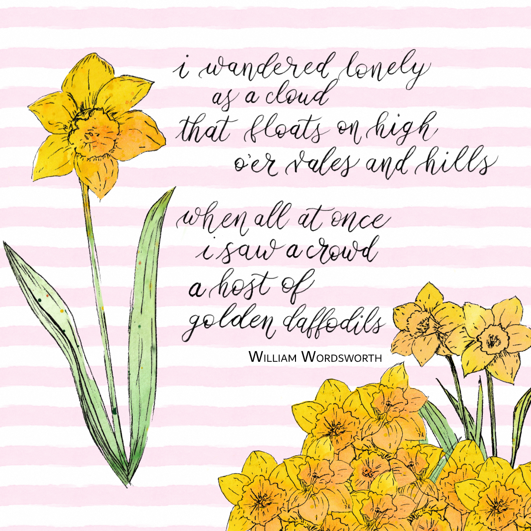 Illustrated poem 'Daffodils' by William Wordsworth