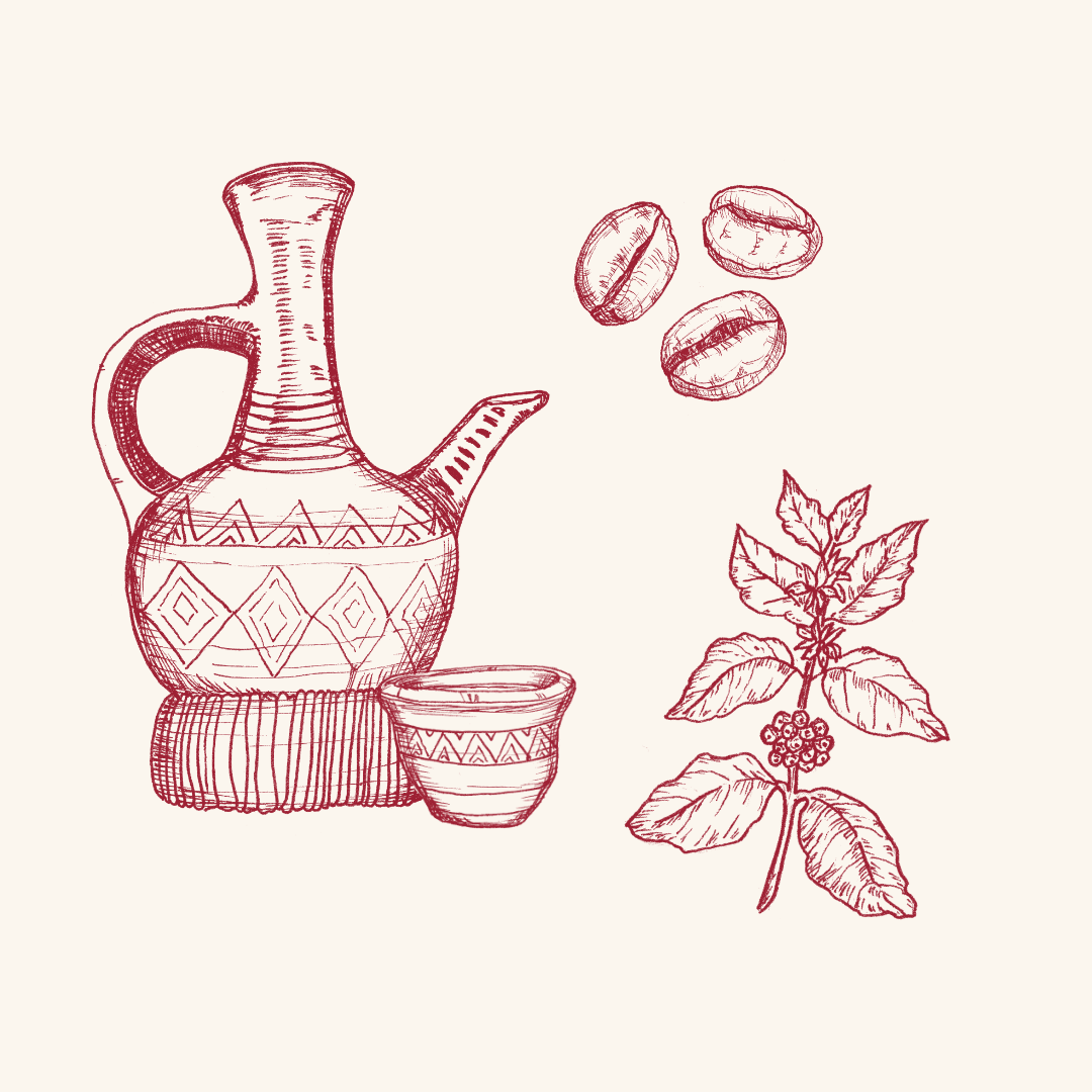 Example of hand-lettered and illustrated coffee packaging - illustrated elements