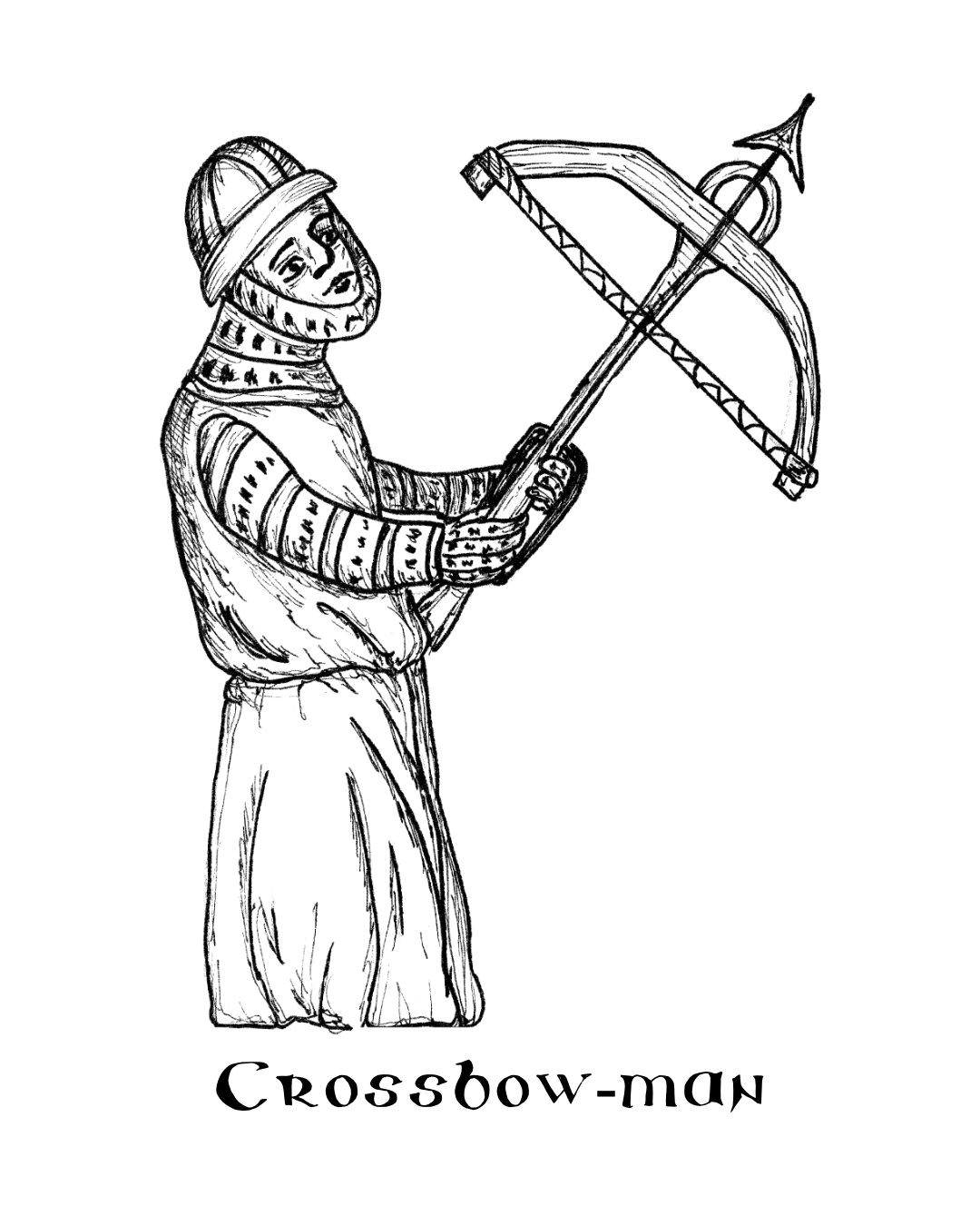 A character from a set of illustrations created for a Medieval Timeline Wall (commissioned by English Heritage)