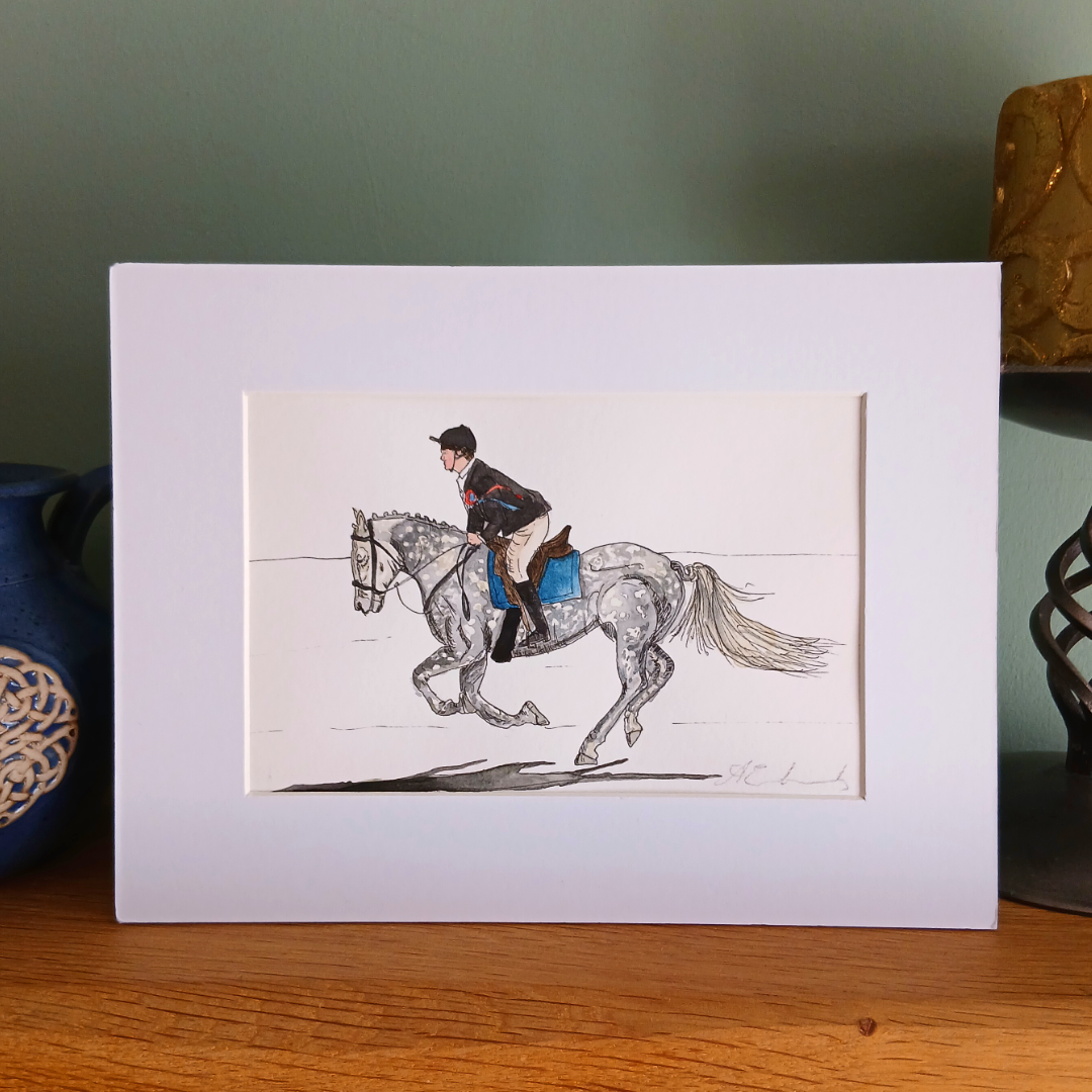 Riding of the Bounds - Horse and Rider | A5-size | Original Signed & Mounted Artwork