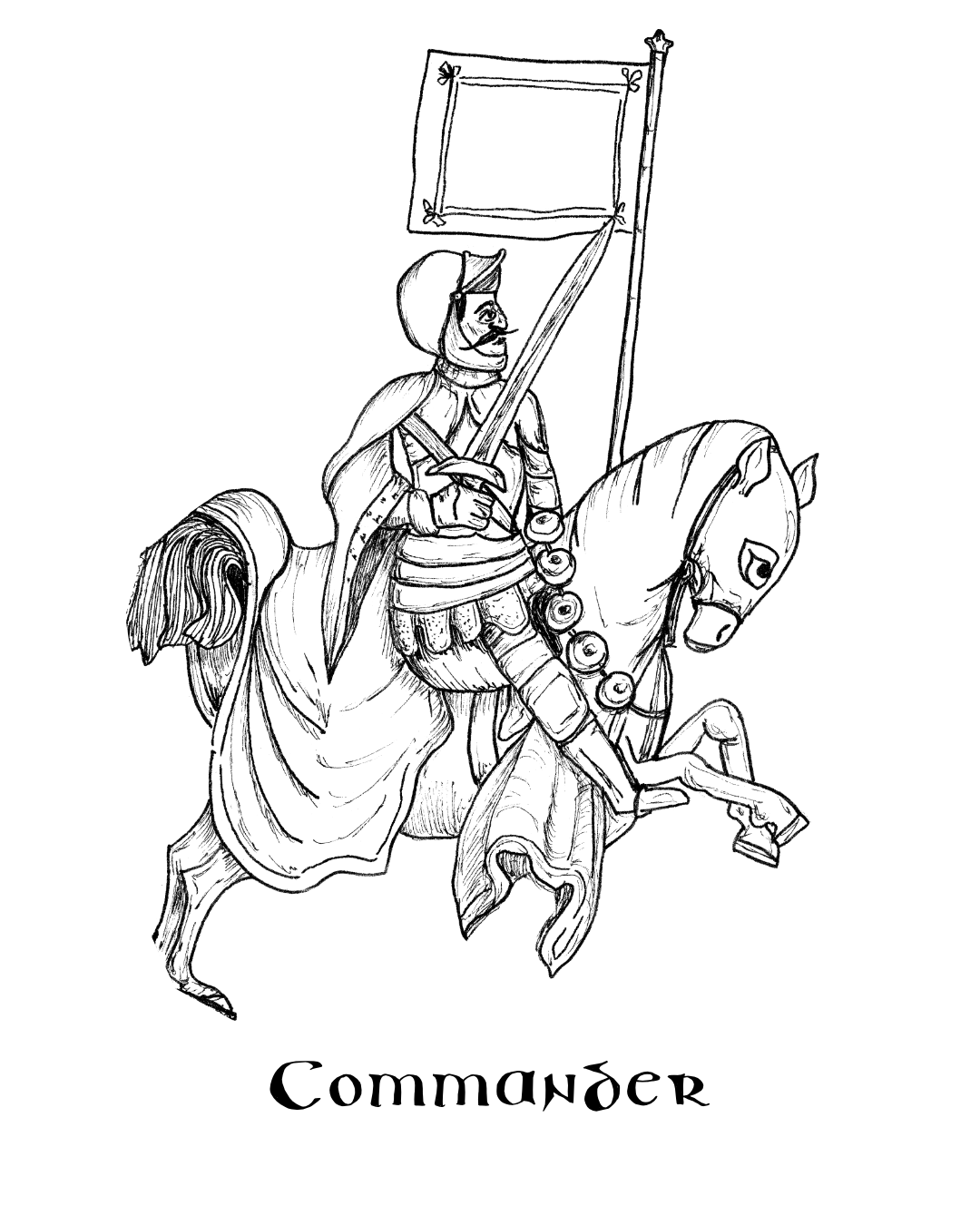 A character from a set of illustrations created for a Medieval Timeline Wall (commissioned by English Heritage)