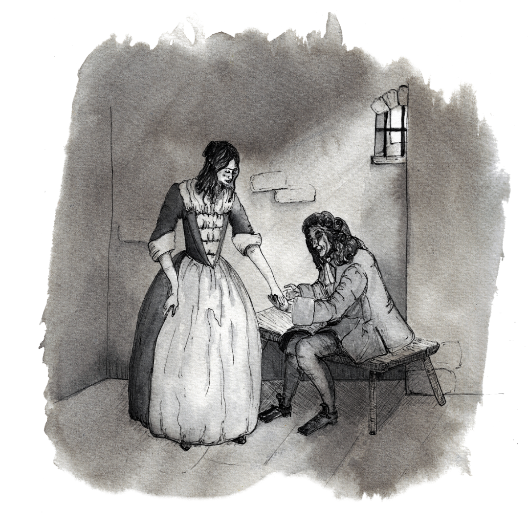 An illustration inspired by the tale of 'Grizel Cochrane and the Tale of Tweedmouth Muir' by JM Wilson