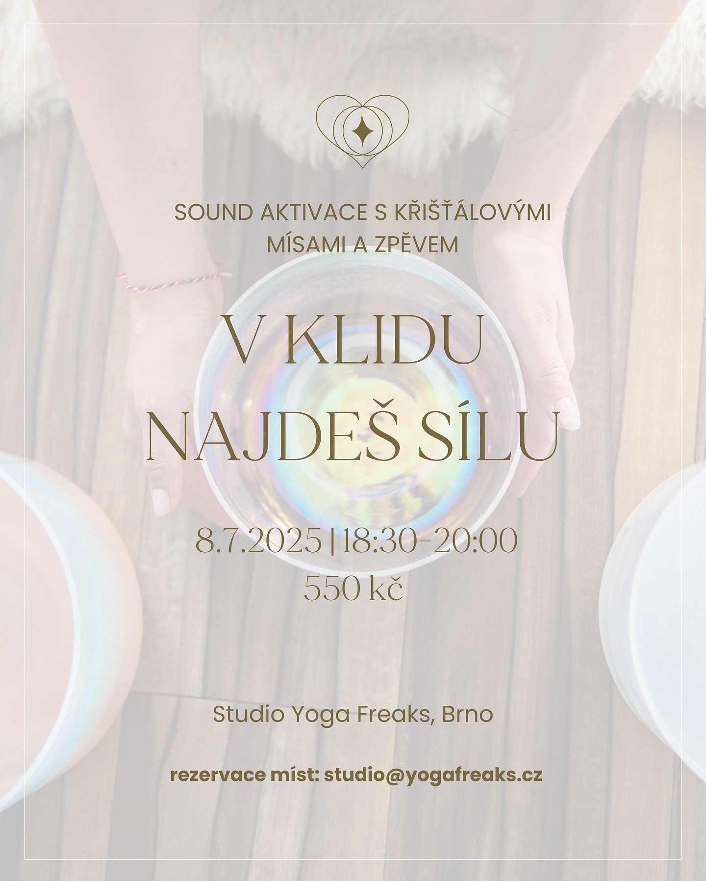 ✨ Skupinov&aacute; Sound Aktivace v Brně ✨
kři&scaron;ť&aacute;lov&yacute;mi m&iacute;sami a zpěvem

Zvu tě na jemn&eacute; a hlubok&eacute; zastaven&iacute; uprostřed ruchu.
Do prostoru, kter&yacute; uklidn&iacute; tvůj nervov&yacute; syst&eacute;m,