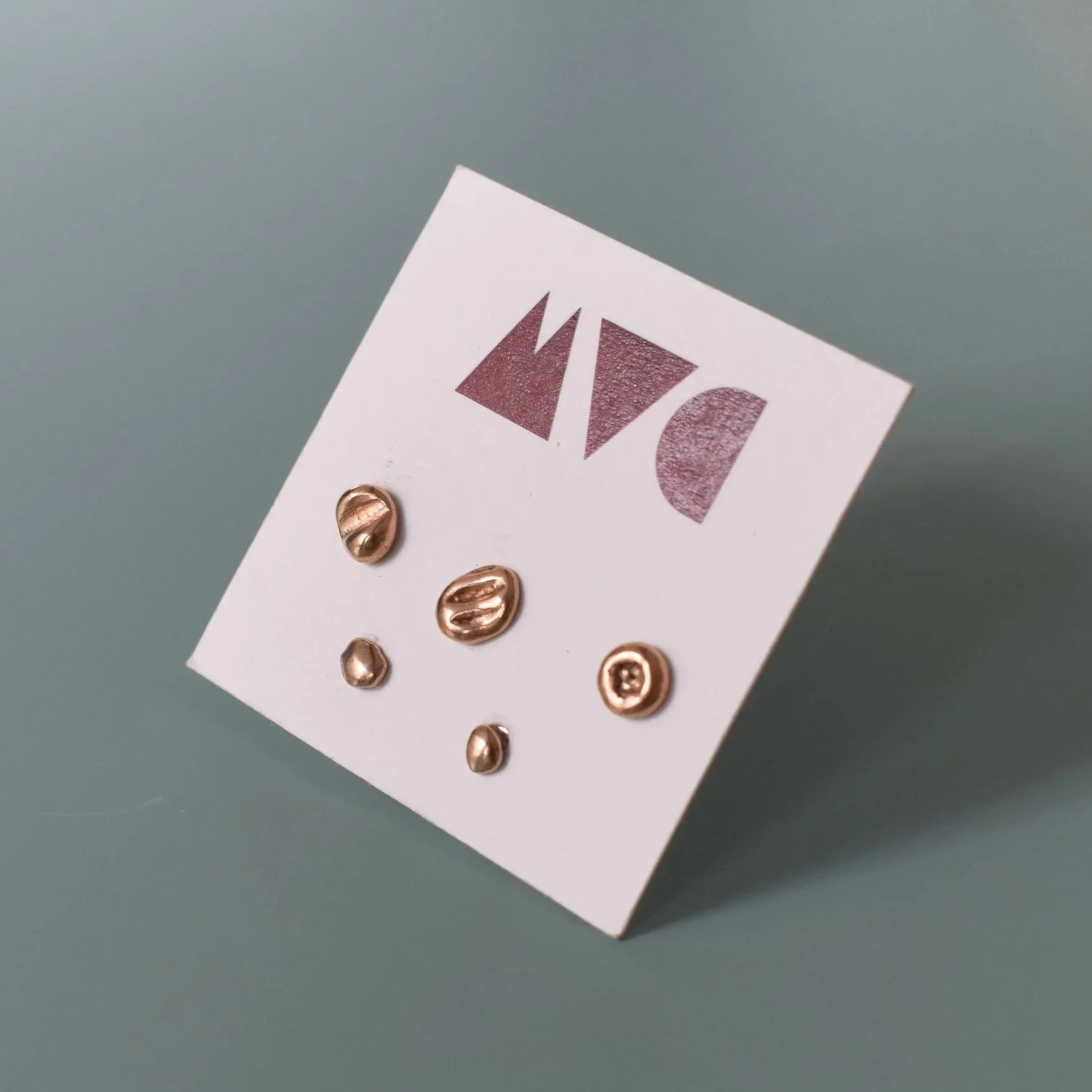 Textured Blobs Studs Combo - Bronze