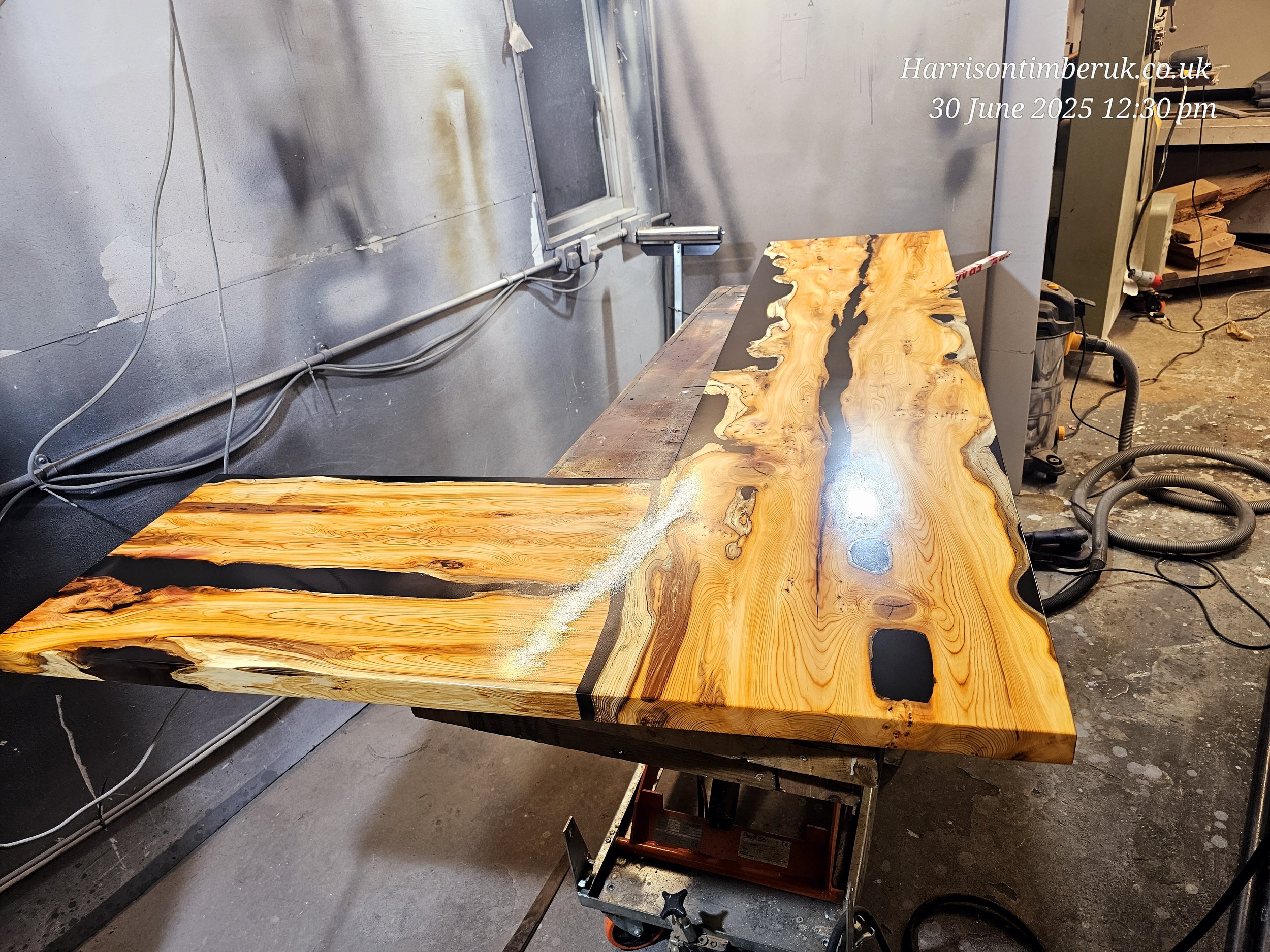 Yew and Black Resin Bar Top