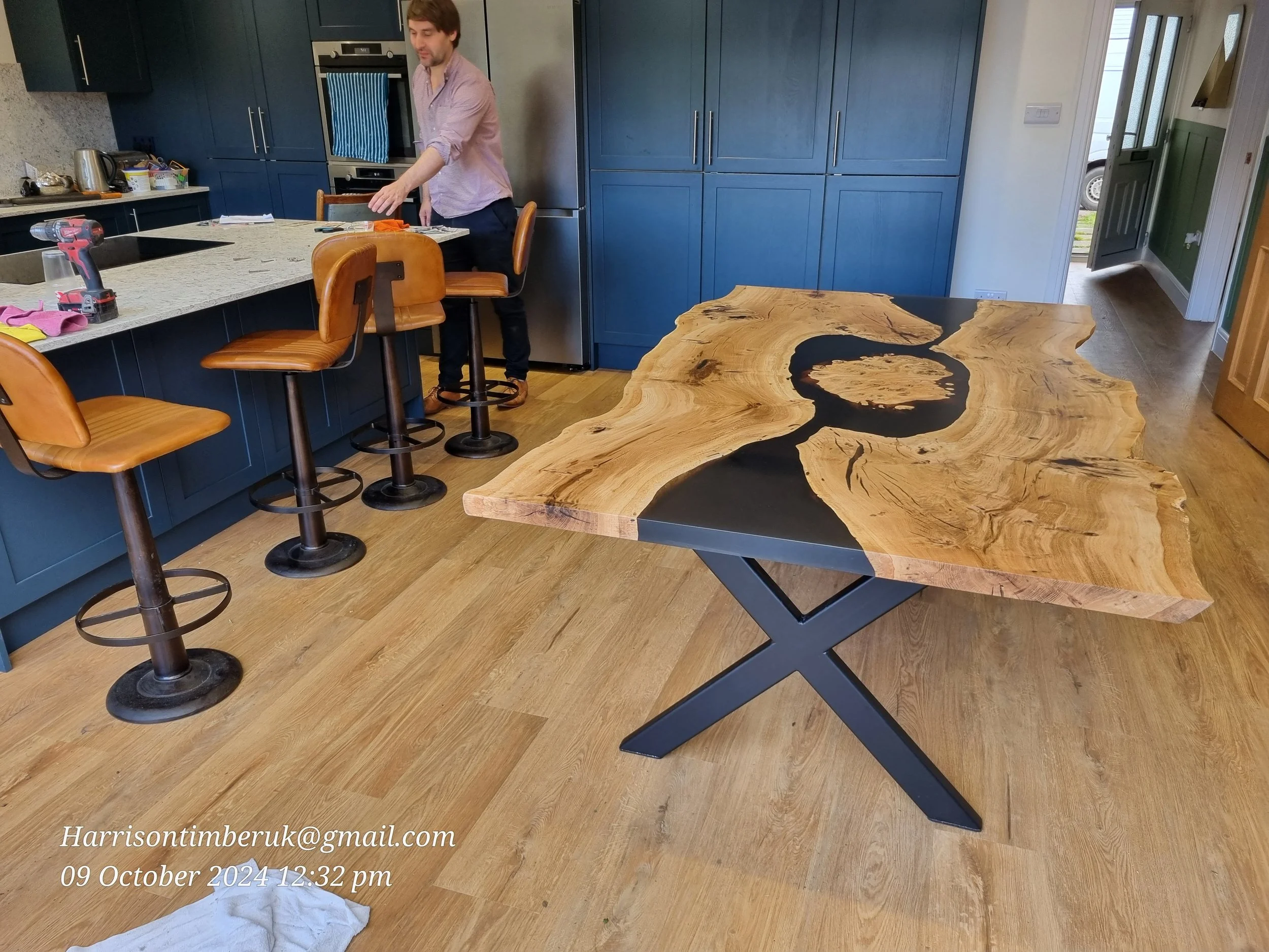 Bespoke Oak and Resin Dining table