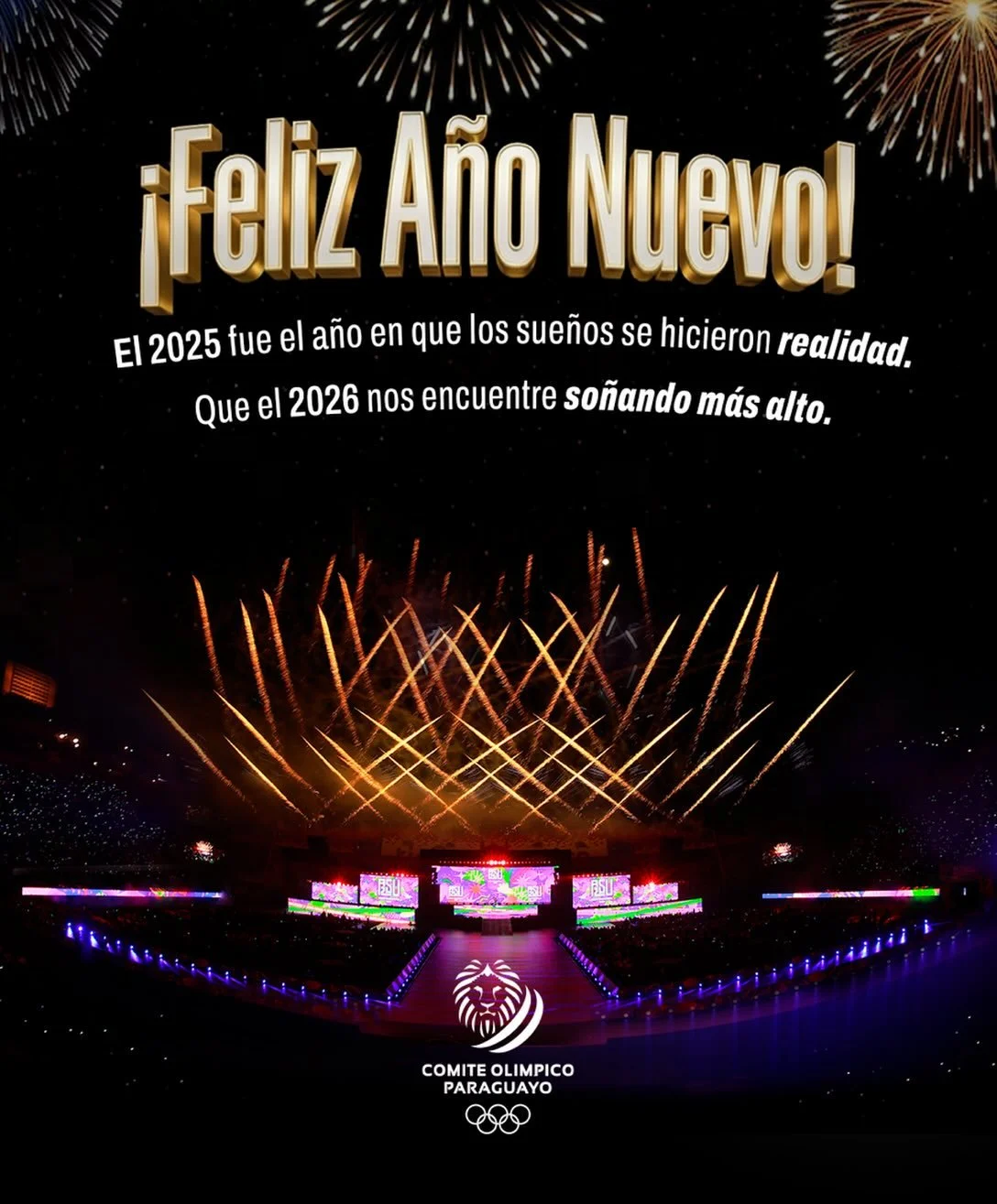 🌟 &iexcl;Desde el COP y en nombre del #TeamParaguay🇵🇾 damos la bienvenida a un nuevo a&ntilde;o! 🤩

✨ &iexcl;FELIZ 2026!✨ 

🦁 &iexcl;Este a&ntilde;o rugiremos m&aacute;s fuertes! 💪🏻