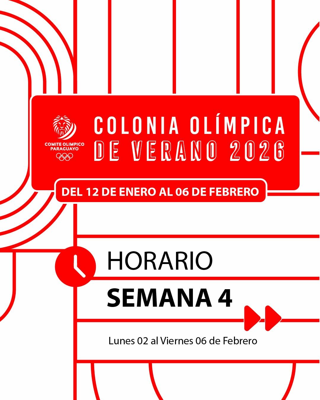 🤩 COLONIA OL&Iacute;MPICA 2026 🥳

✨ &iexcl;Se viene una gran cuarta semana de la Colonia Ol&iacute;mpica de Verano 2026, para aprender, compartir y disfrutar del deporte! 

✅ LA AGENDA COMPLETA Y LAS RECOMENDACIONES 🙌🏻

📍 Lugar: Parque Ol&iacute