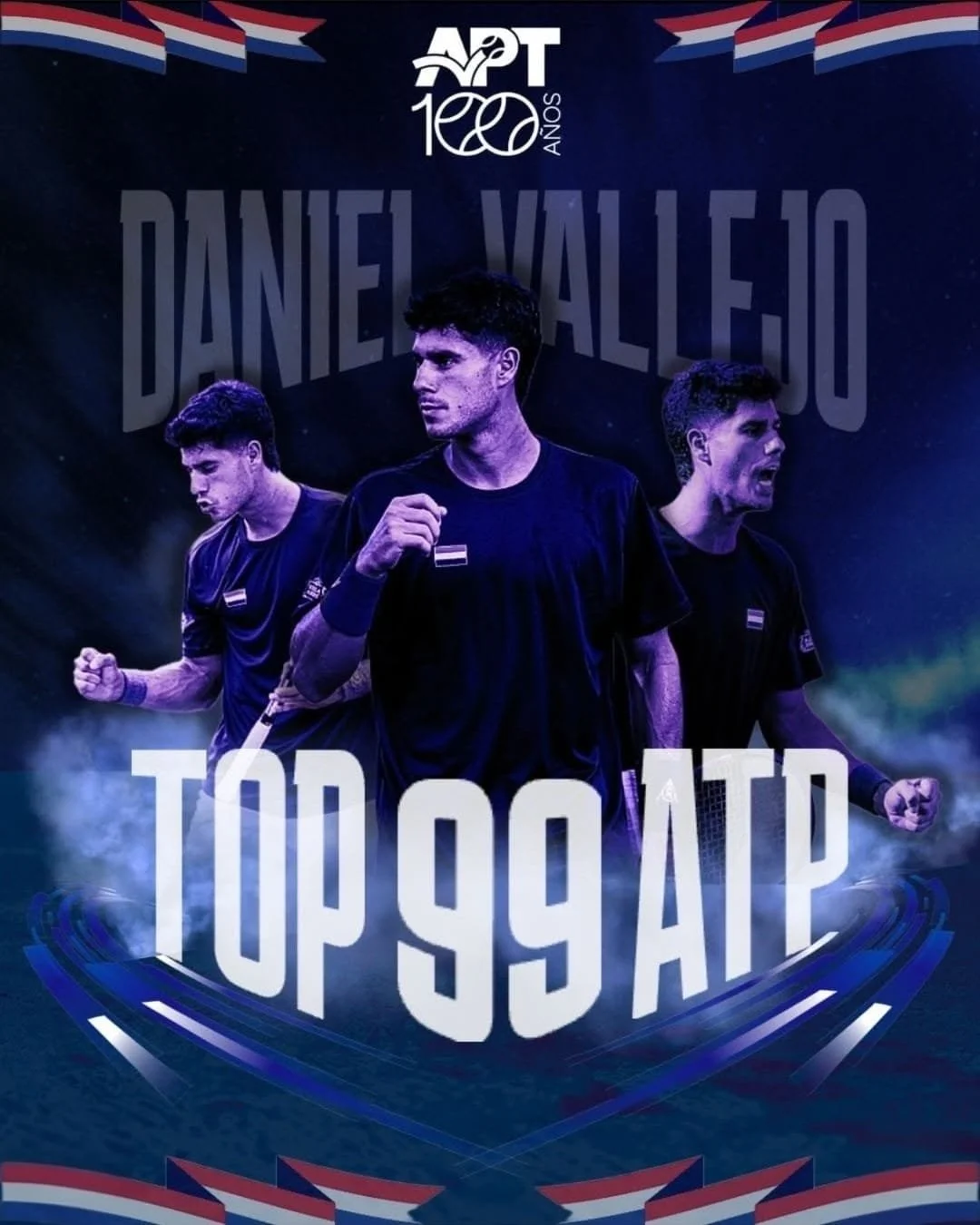Daniel Vallejo hace historia: vuelve un paraguayo al Top 100 del ranking ATP después de 20 años.
