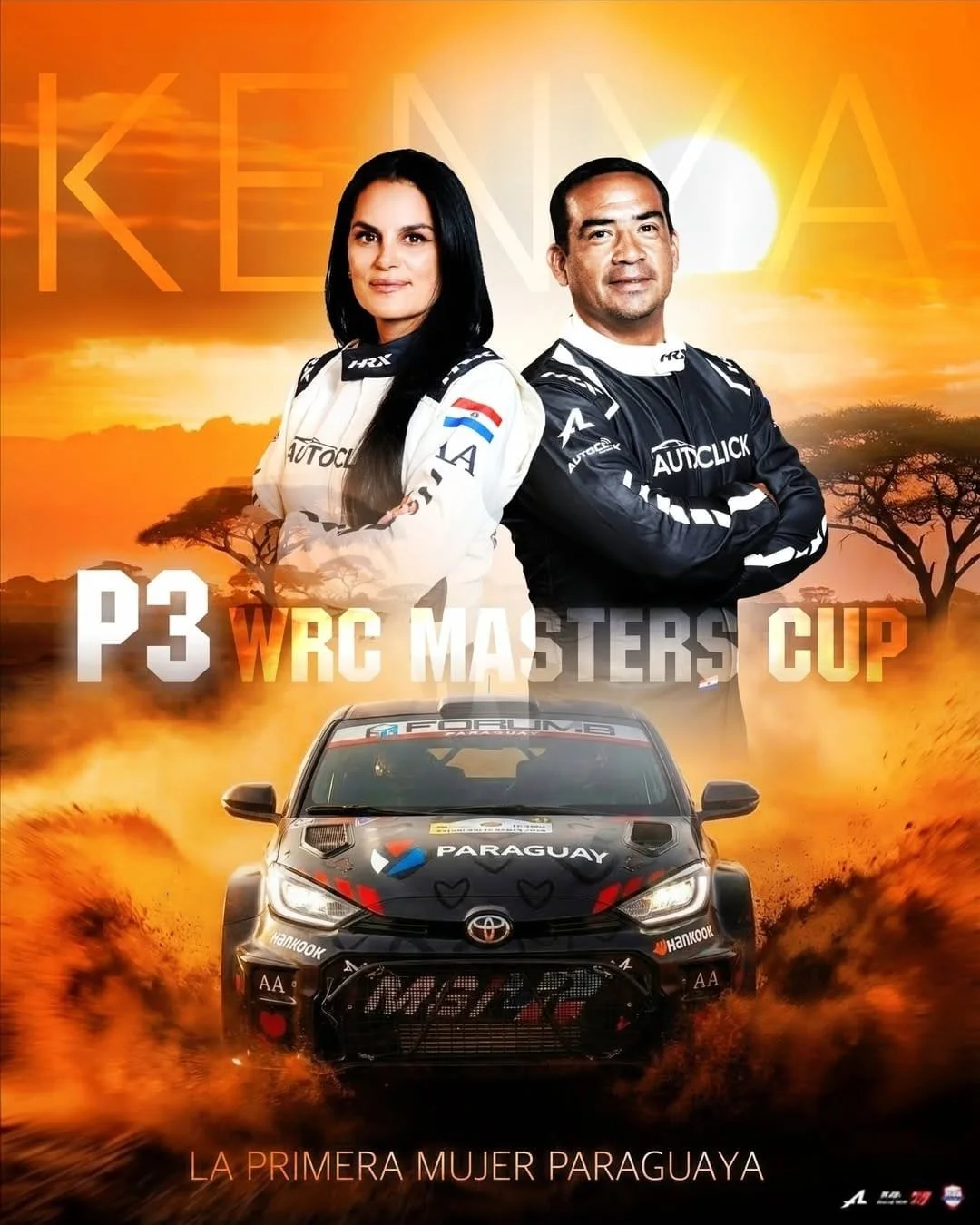 Histórico podio de Andrea Lafarja en el Rally Safari de Kenia.