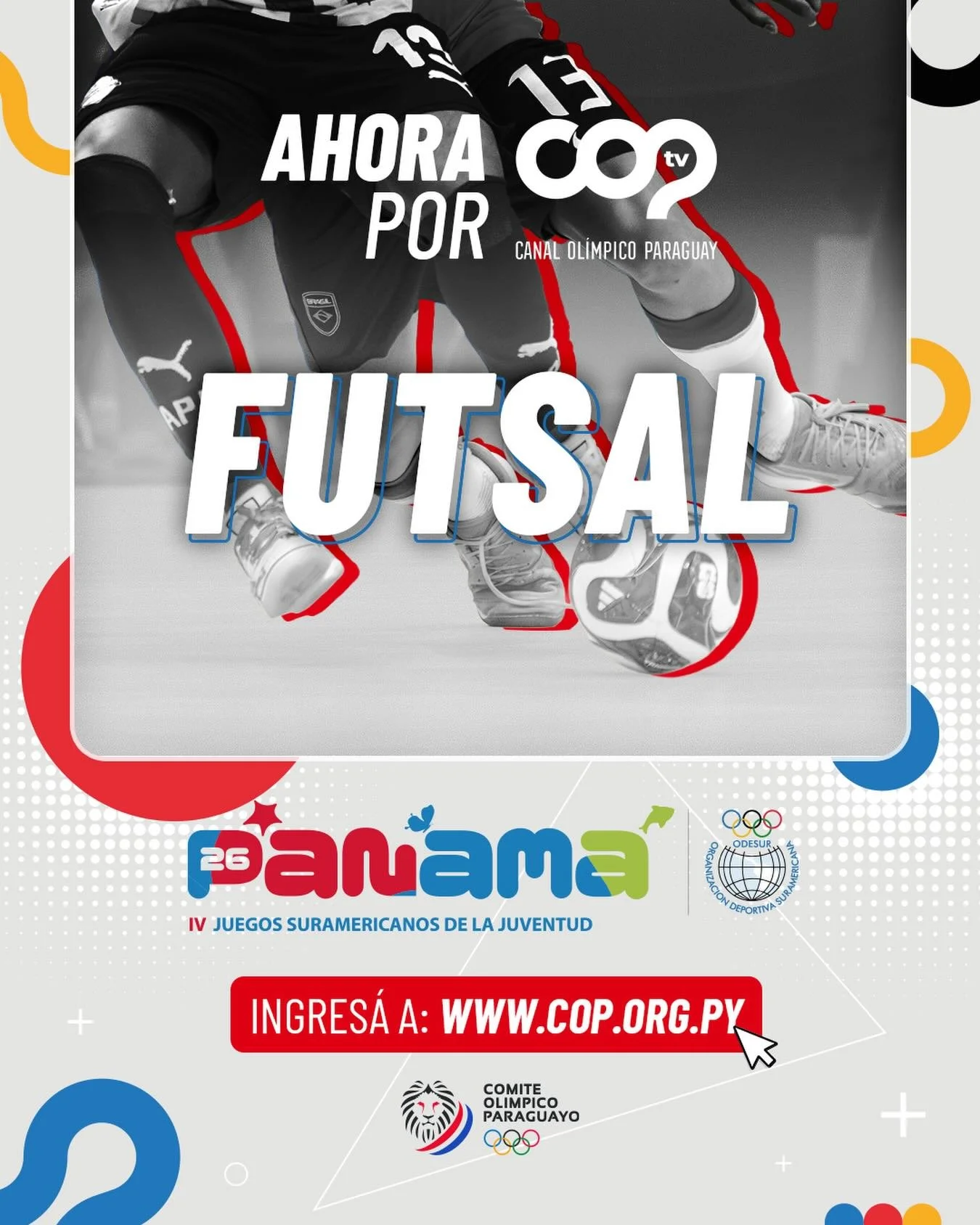 🤩 IV Juegos Suramericanos de la Juventud Panam&aacute; 🇵🇦 2026

✅ AHORA: FUTSAL. 

🚨 EN VIVO por la web del Comit&eacute; Ol&iacute;mpico Paraguayo: cop.org.py 

🇵🇾 &iexcl;APOYEMOS AL TEAM PARAGUAY! 

#ParaguayPuede #VamosParaguay