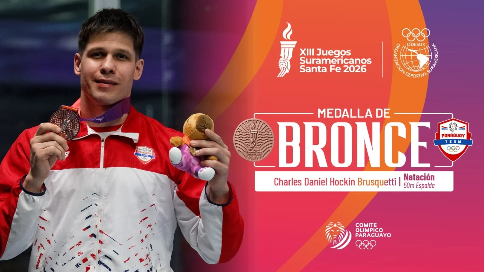 Charles Hockin abre el medallero del Team Paraguay en Santa Fe 2026.
