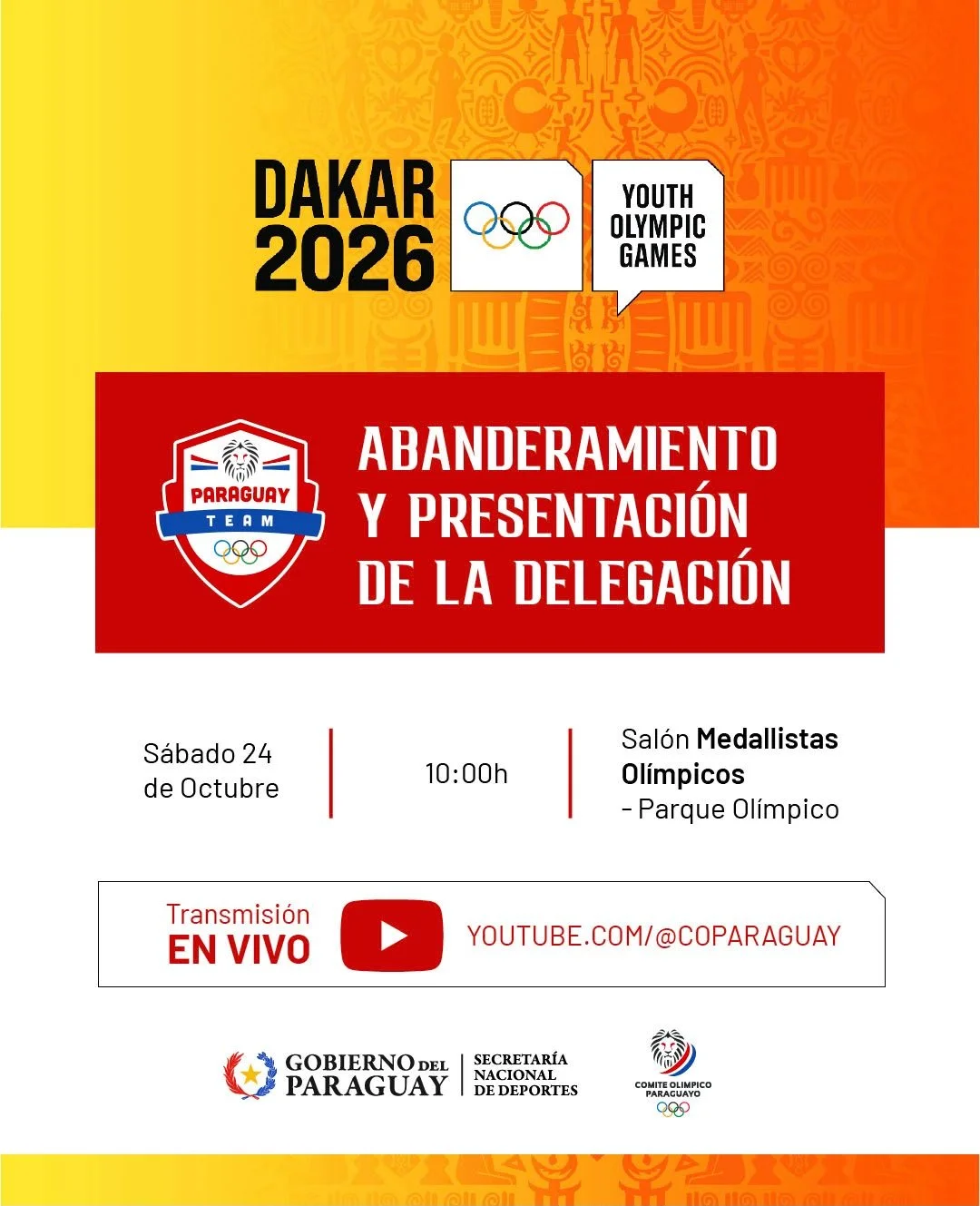 EL TEAM PARAGUAY SE ALISTA PARA LOS JUEGOS OLÍMPICOS DE LA JUVENTUD DAKAR 2026: ABANDERAMIENTO Y PRESENTACIÓN DE LA DELEGACIÓN EN EL COP