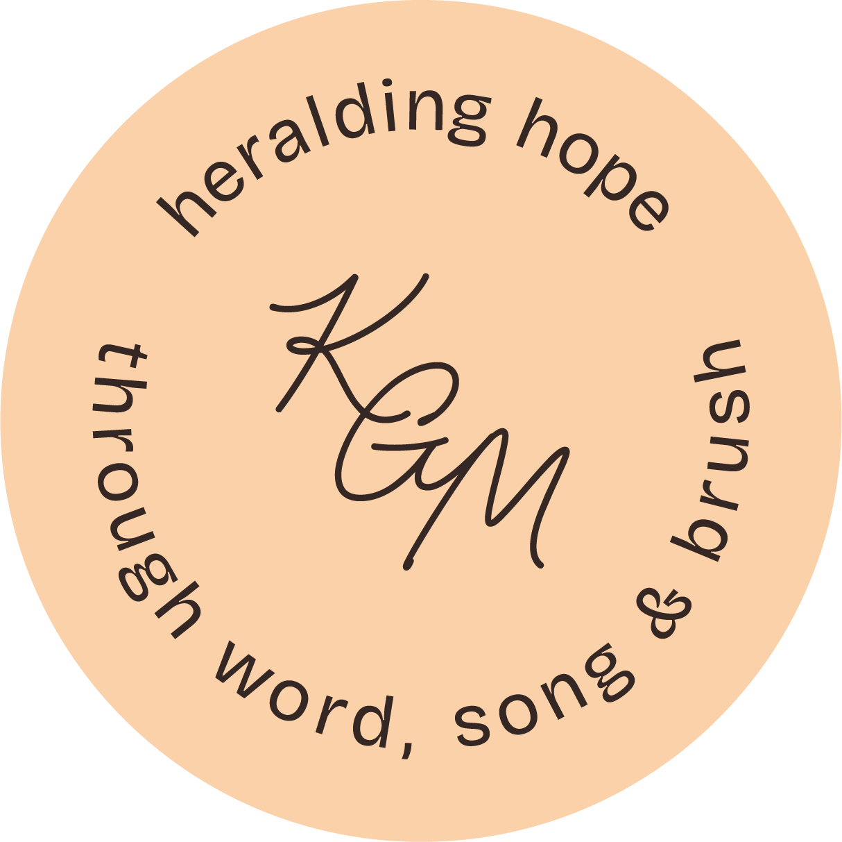 Text stamp for Christian speaker that says "Heralding hope through word song and hope"