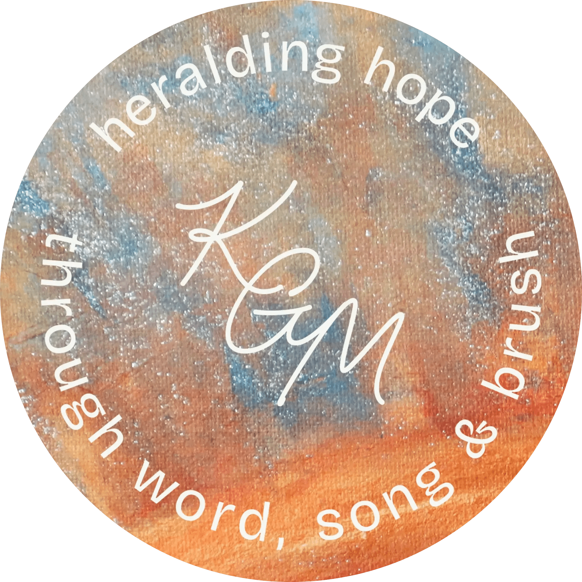 Text stamp for Christian speaker that says "Heralding hope through word song and hope"