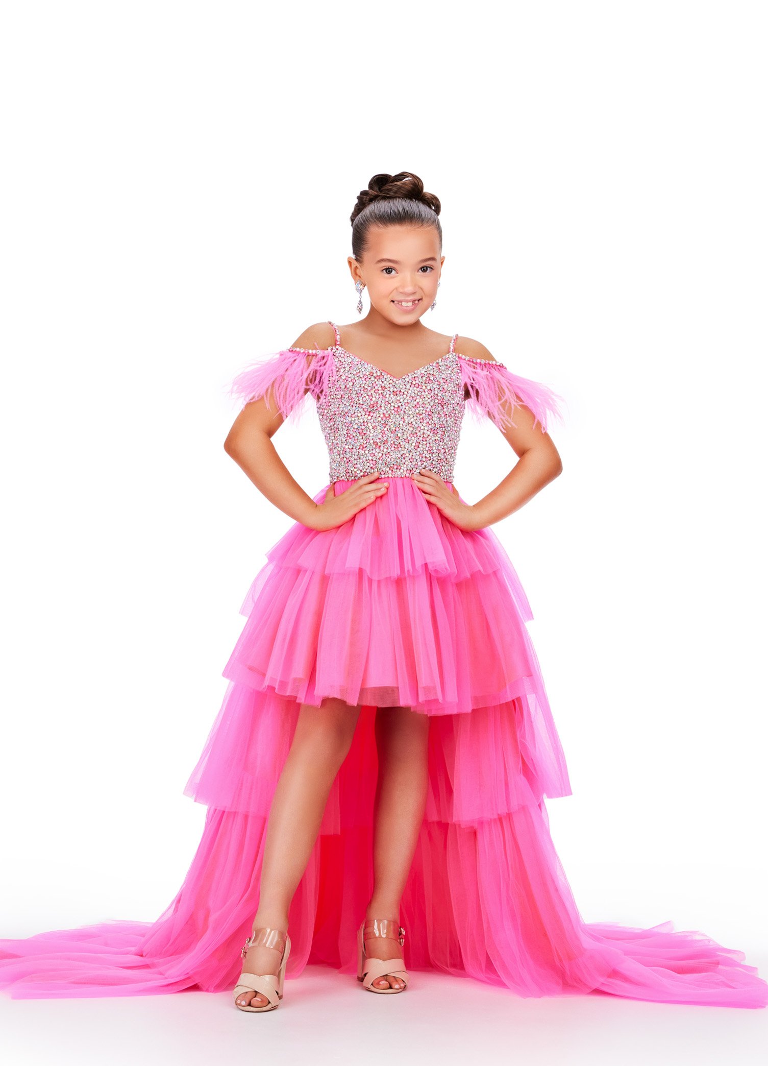 Ashley Lauren Kids 8253 Size 8 Red Girls Pageant Jumpsuit Ruffle