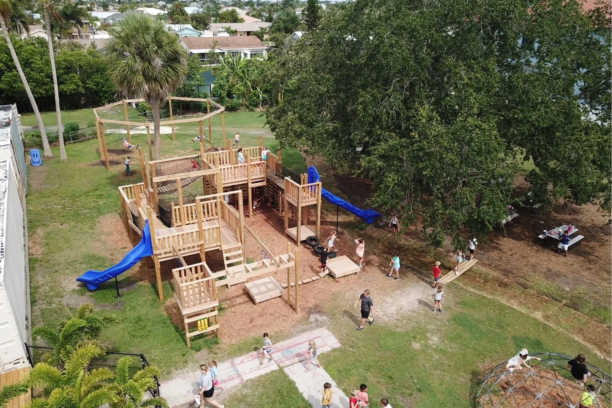 Outdoor playground and activity area used for pediatric therapy at Apollo Beach Therapy Center.