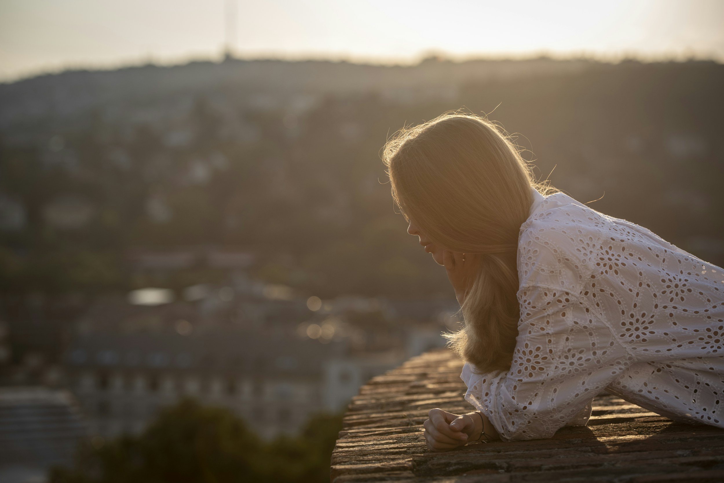 woman looking down