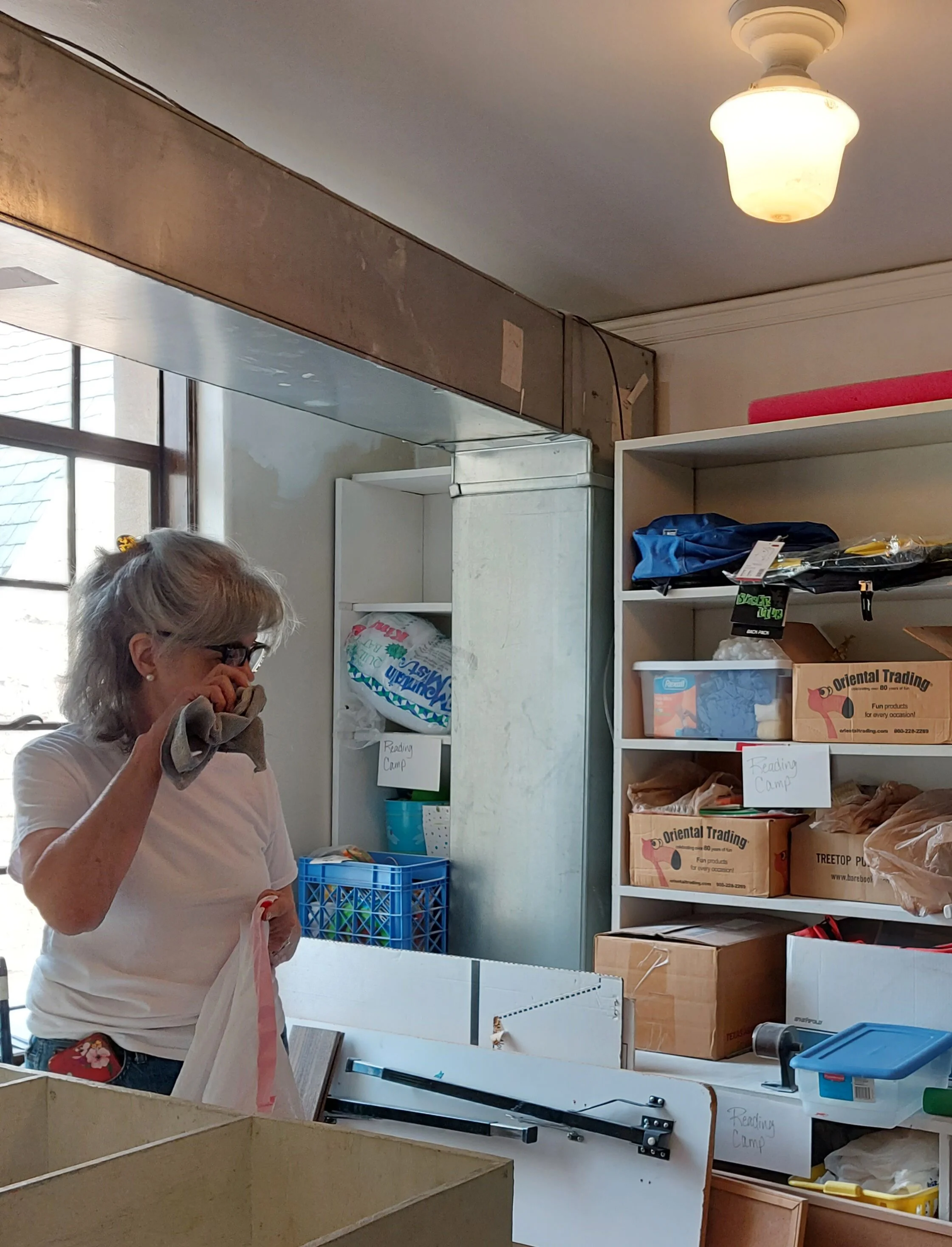  Mary Jo Thompson and Brian Hamra worked in the Craft Supply Room and made great headway. 