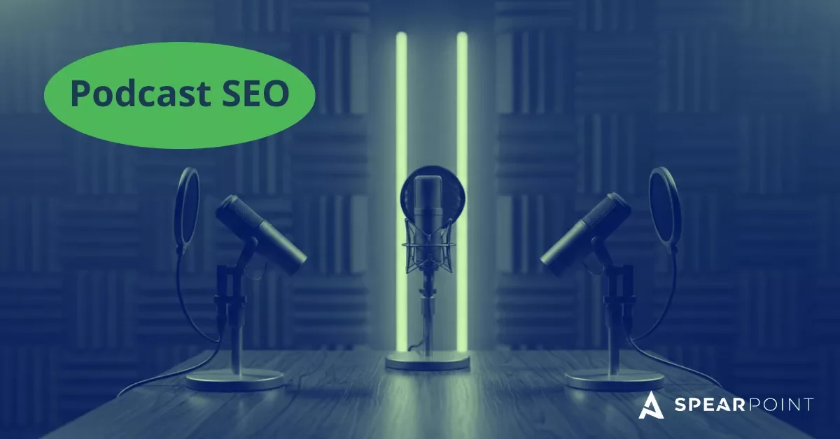 Podcast recording studio setup representing SEO for podcasts and audio content optimization.