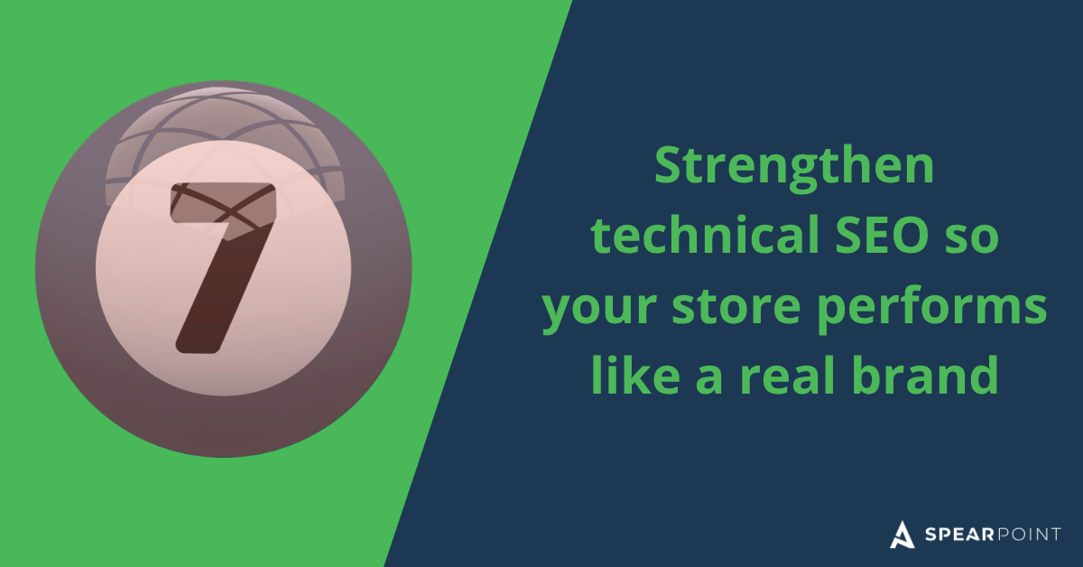 Technical SEO infographic explaining how improving site performance, structure, and optimization helps ecommerce stores rank better and build brand authority.
