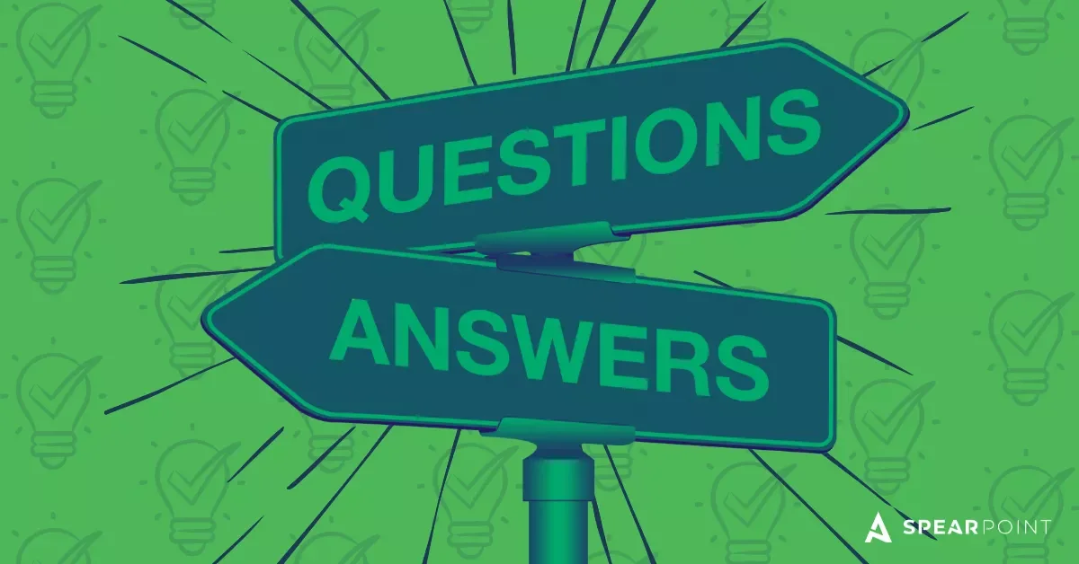 Answer engine optimization concept image featuring directional signs labeled questions and answers