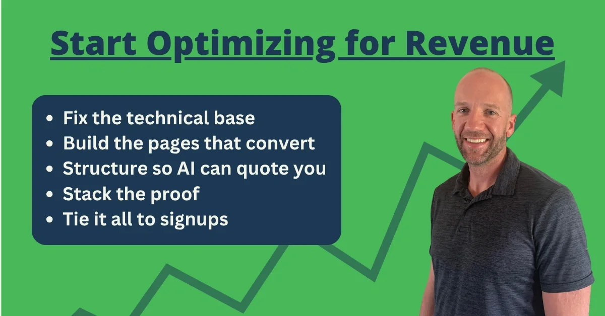 Start Optimizing for Revenue listing basic steps beside an image of Jesse McFarland